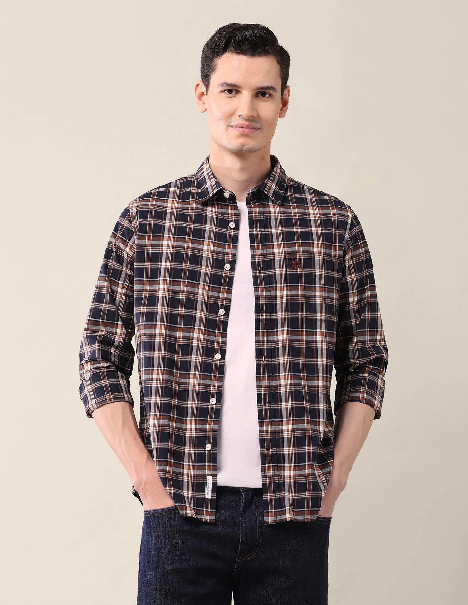 Grid Tattersall Checked Tailored Fit Shirt