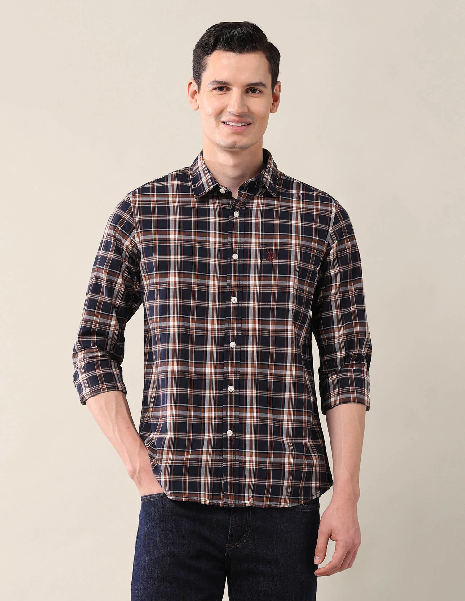 Grid Tattersall Checked Tailored Fit Shirt - Image 6