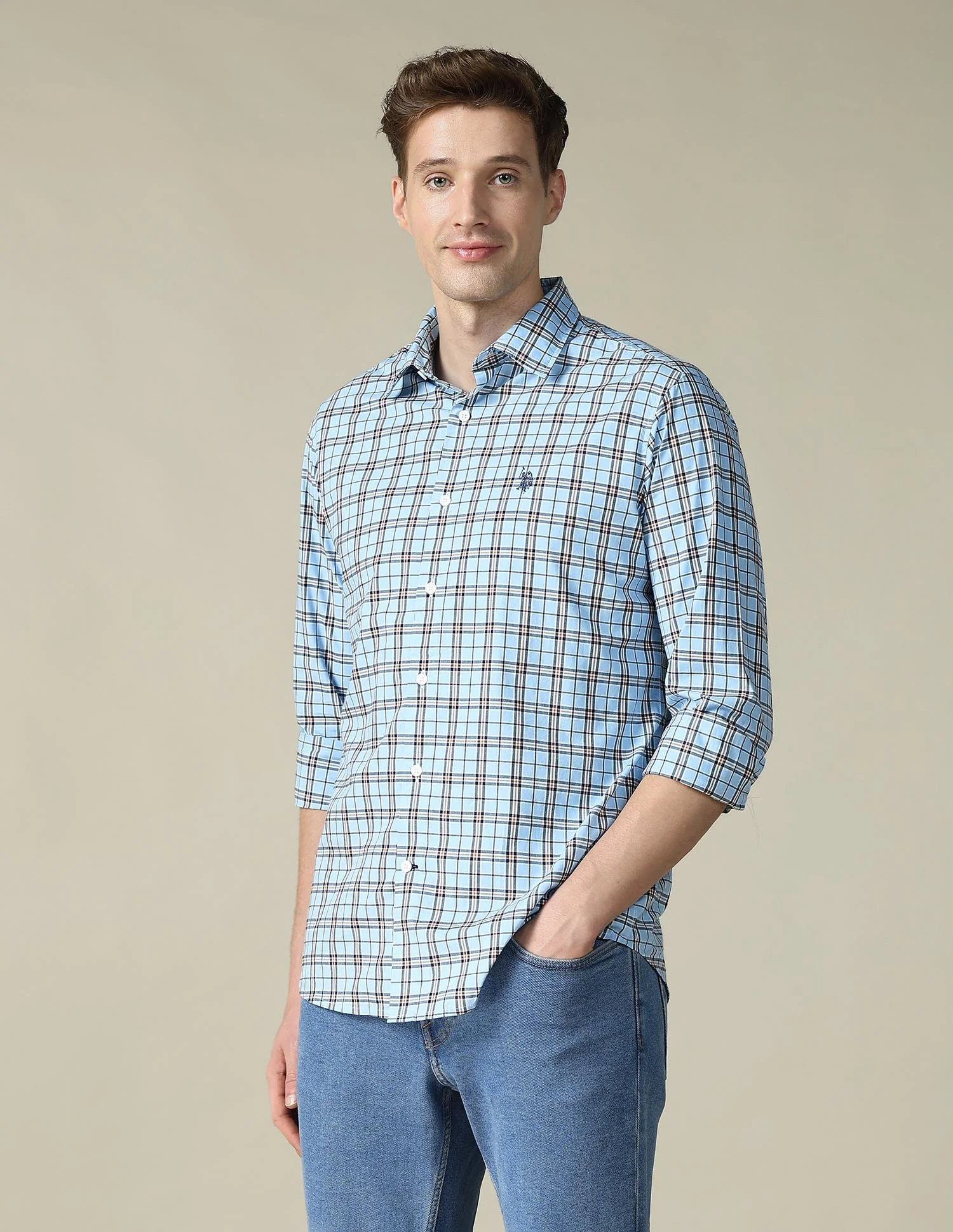Grid Tattersall Checked Tailored Fit Shirt - Image 4