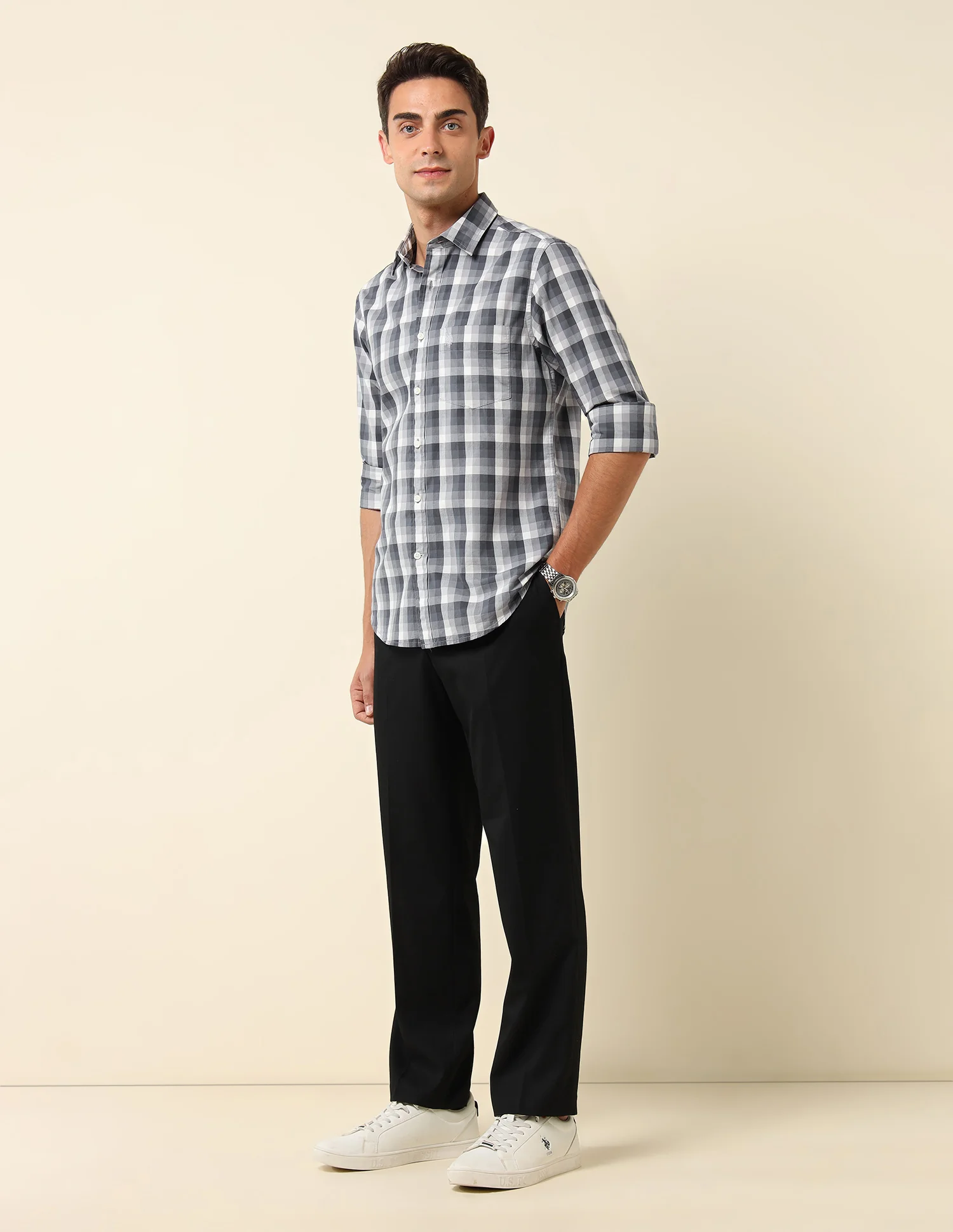 Grid Tattersall Checked Tailored Fit Shirt - Image 3