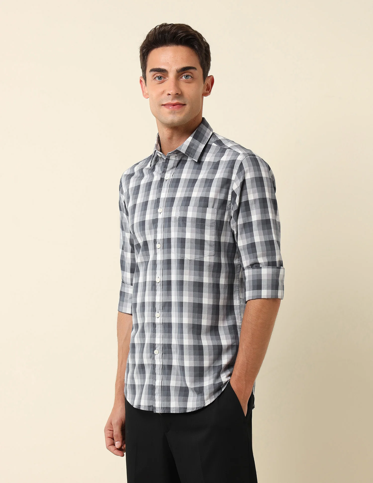 Grid Tattersall Checked Tailored Fit Shirt - Image 4