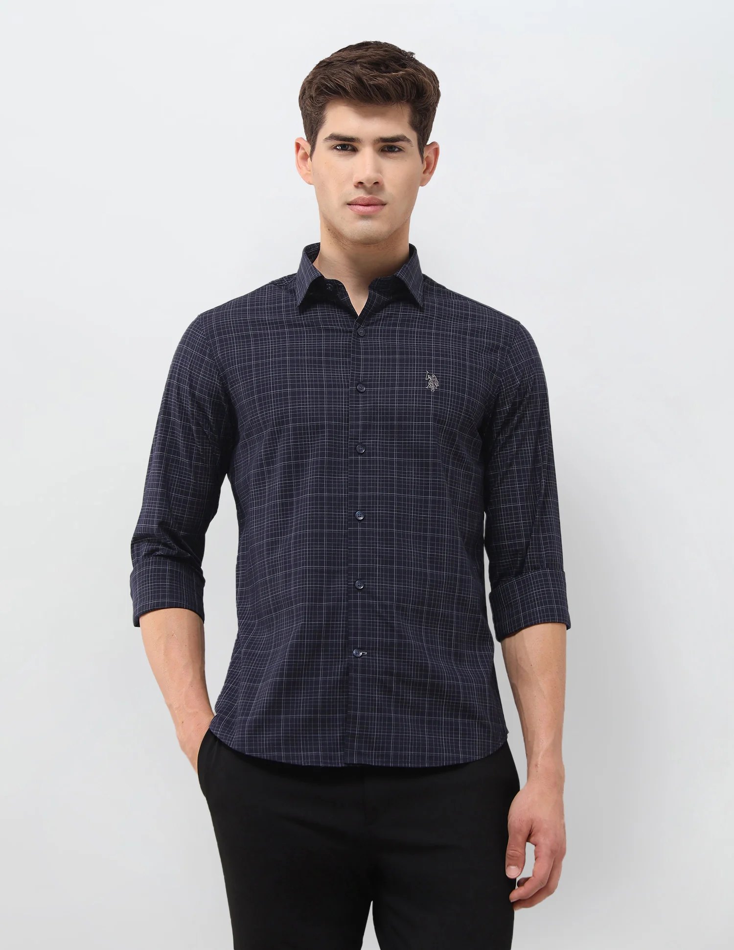 Grid Tattersall Checked Tailored Fit Shirt - Image 6