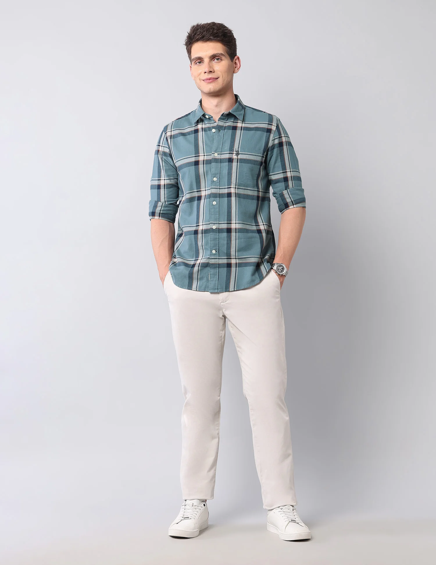 Grid Tattersall Checked Twill Shirt - Image 3