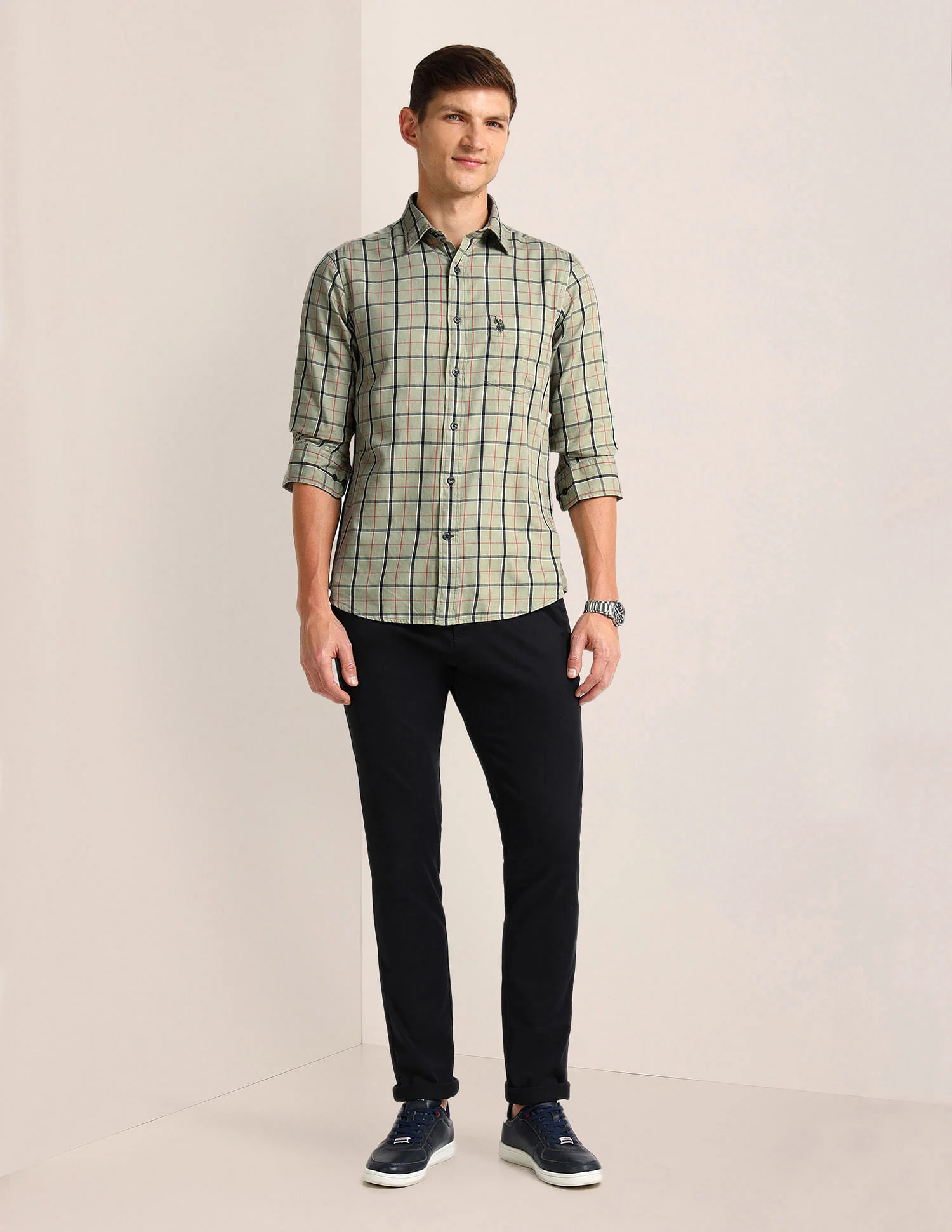 Gun Club Checked Tailored Fit Twill Shirt - Image 3