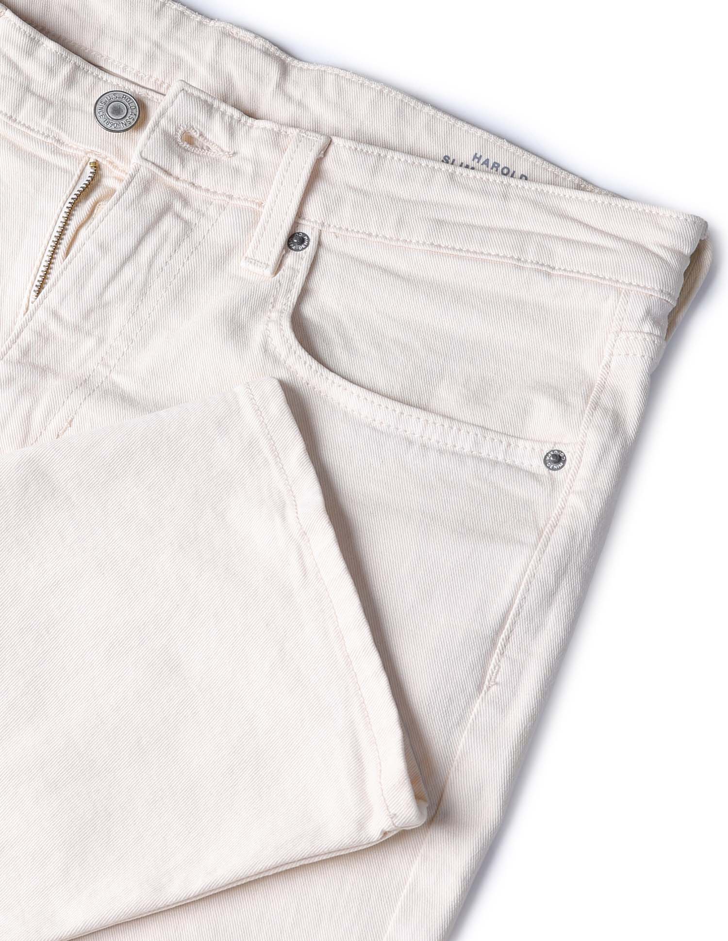 Harold Slim Straight Fit Beige Jeans - Image 2