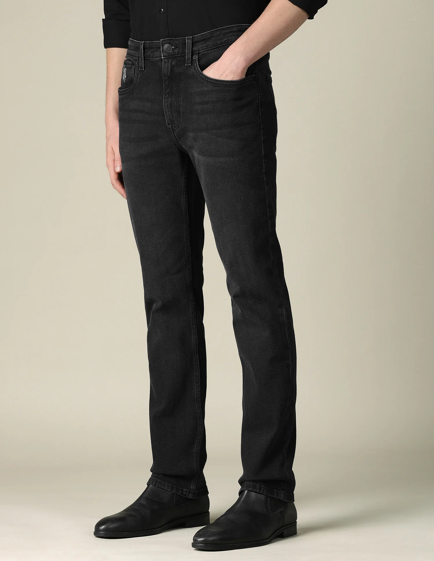Harold Slim Straight Fit Black Jeans - Image 4