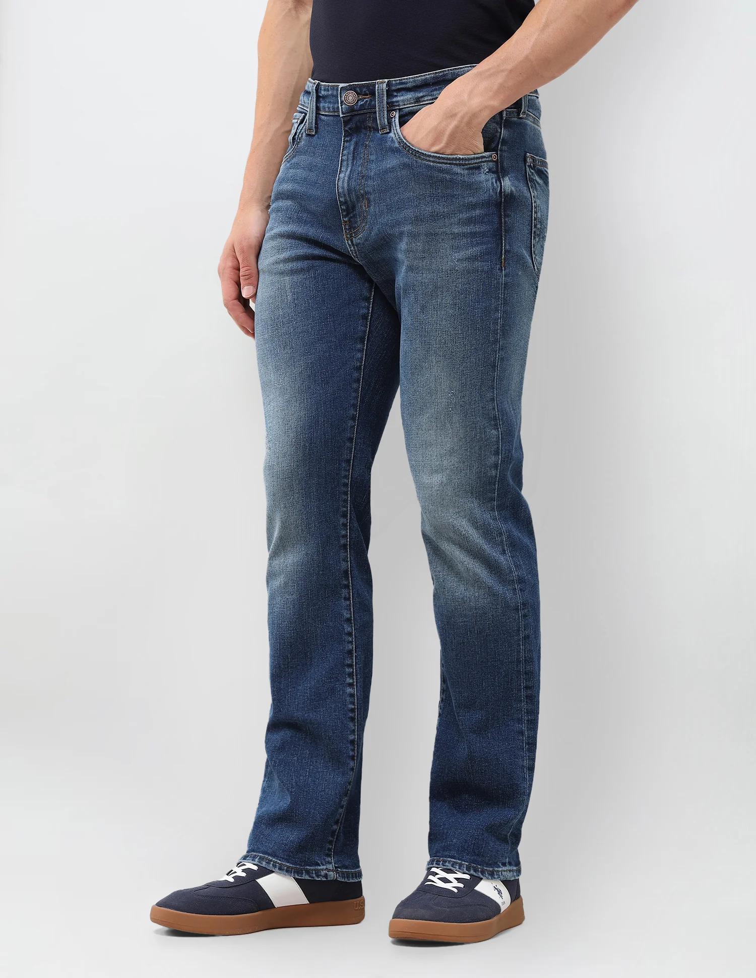 Harold Slim Straight Fit Blue Jeans - Image 4