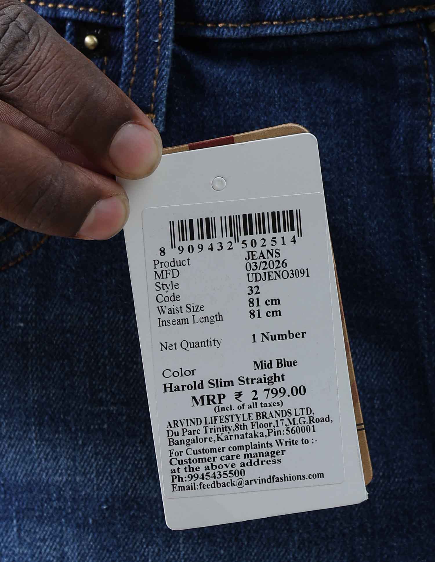 Harold Slim Straight Fit Blue Jeans - Image 11