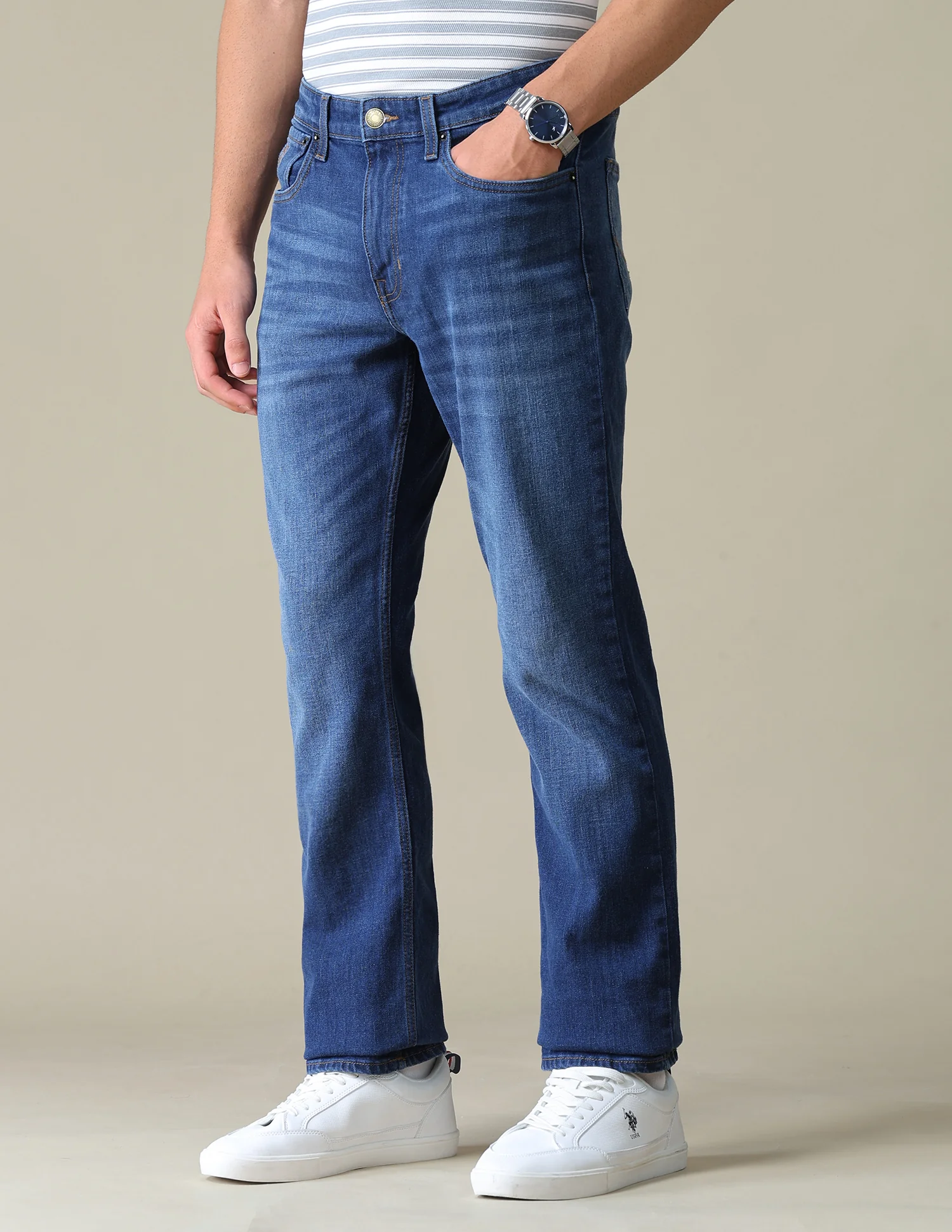 Harold Slim Straight Fit Blue Jeans - Image 4