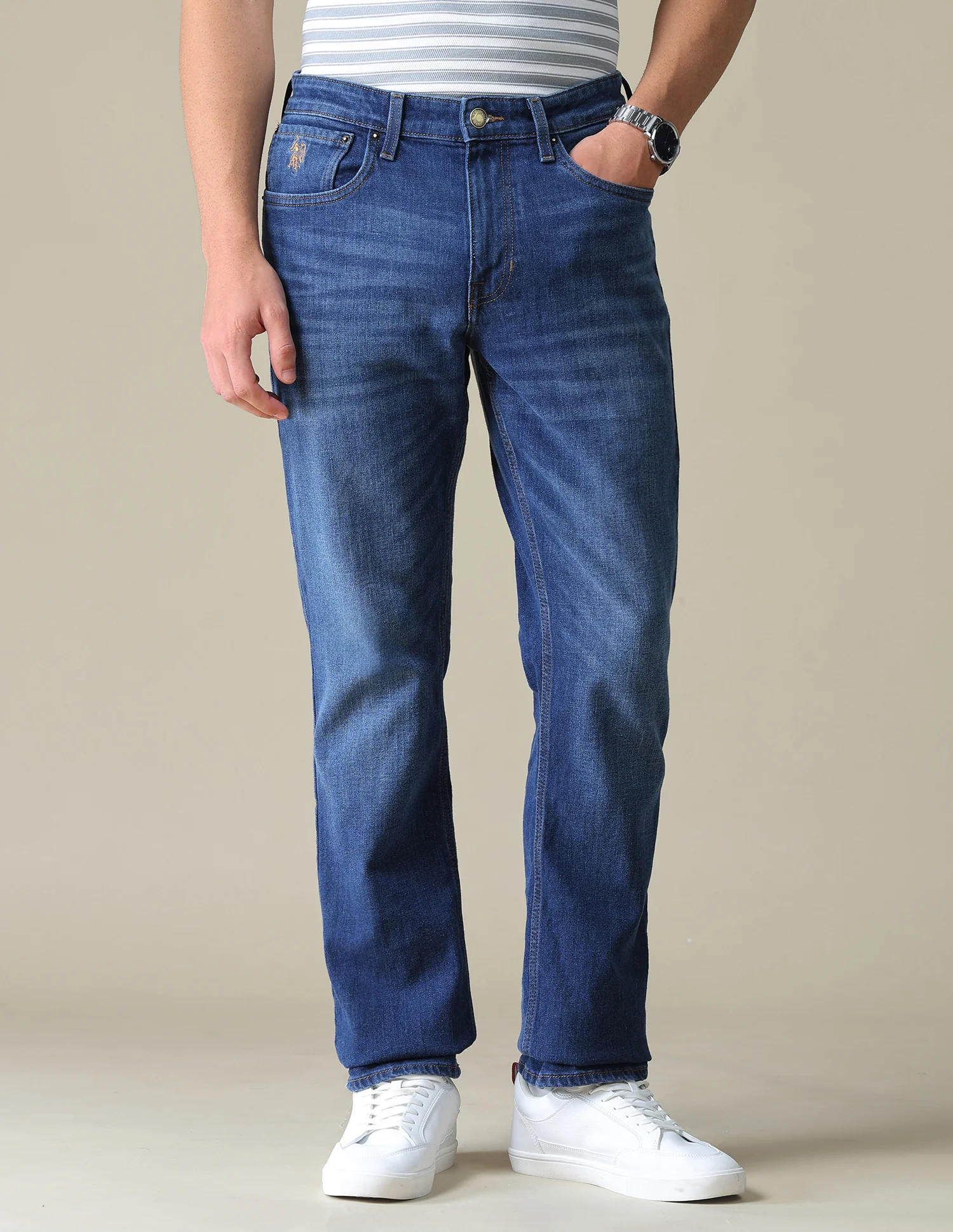 Harold Slim Straight Fit Blue Jeans - Image 6
