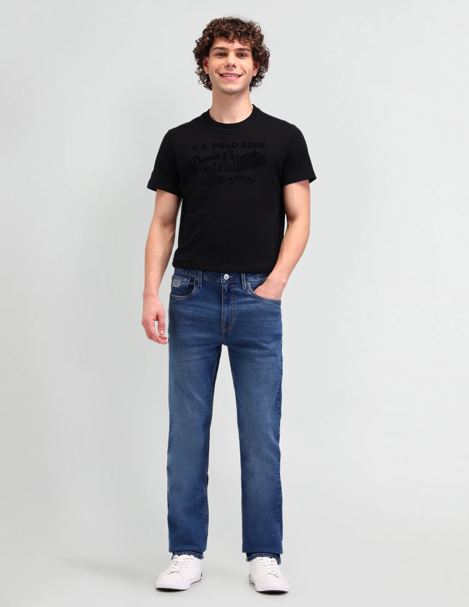 Harold Slim Straight Fit Blue Jeans - Image 3
