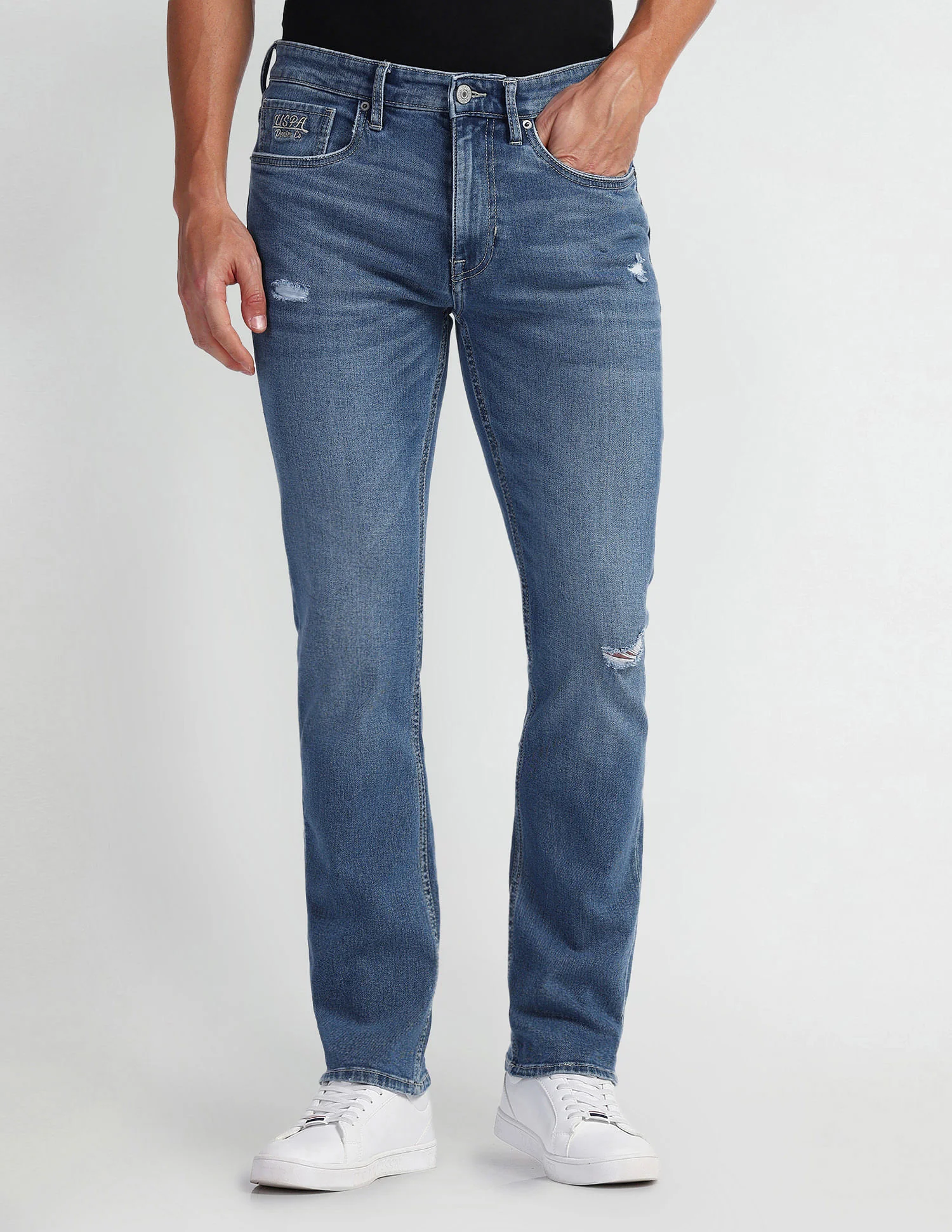Harold Slim Straight Fit Blue Jeans - Image 6