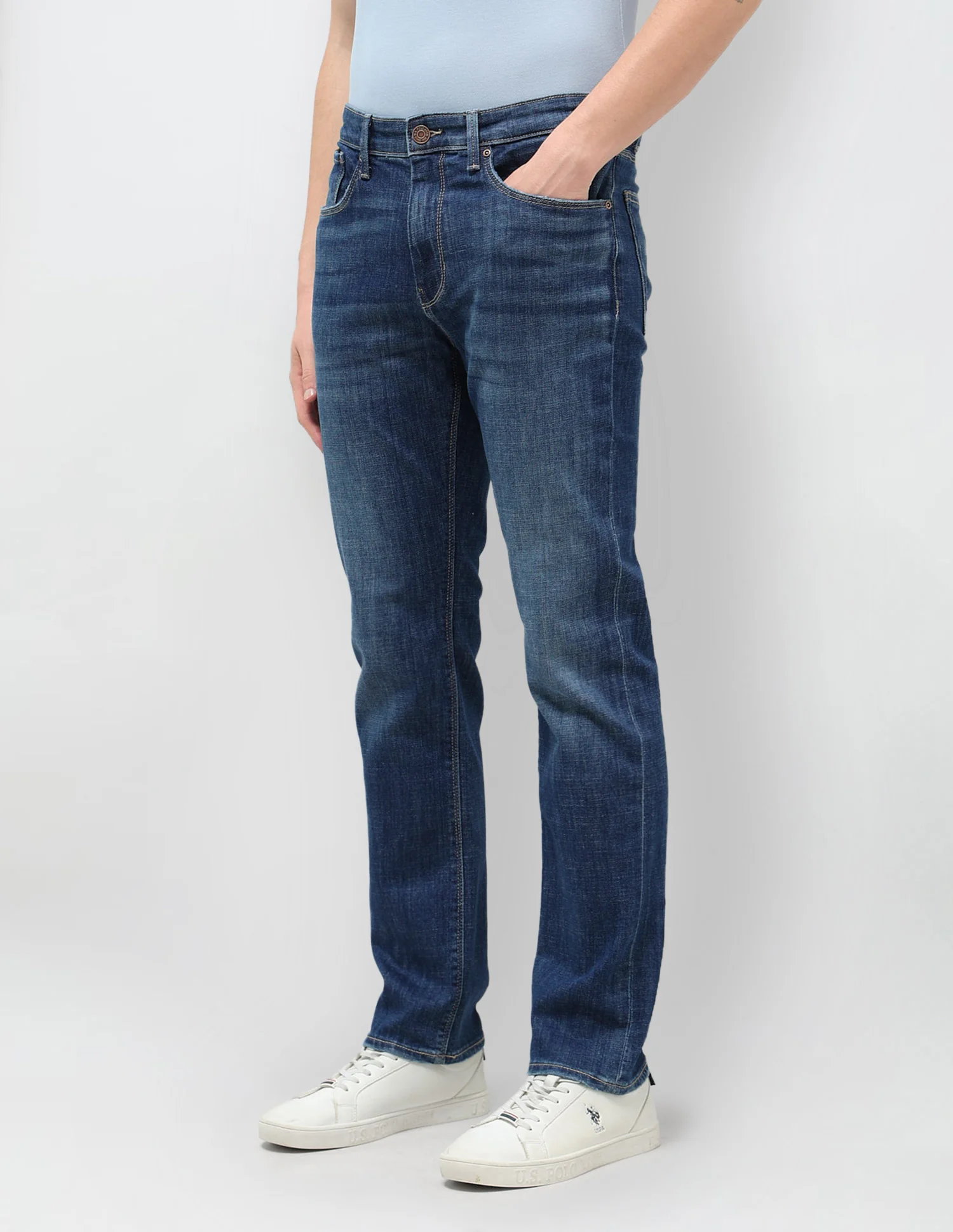 Harold Slim Straight Fit Blue Jeans - Image 4