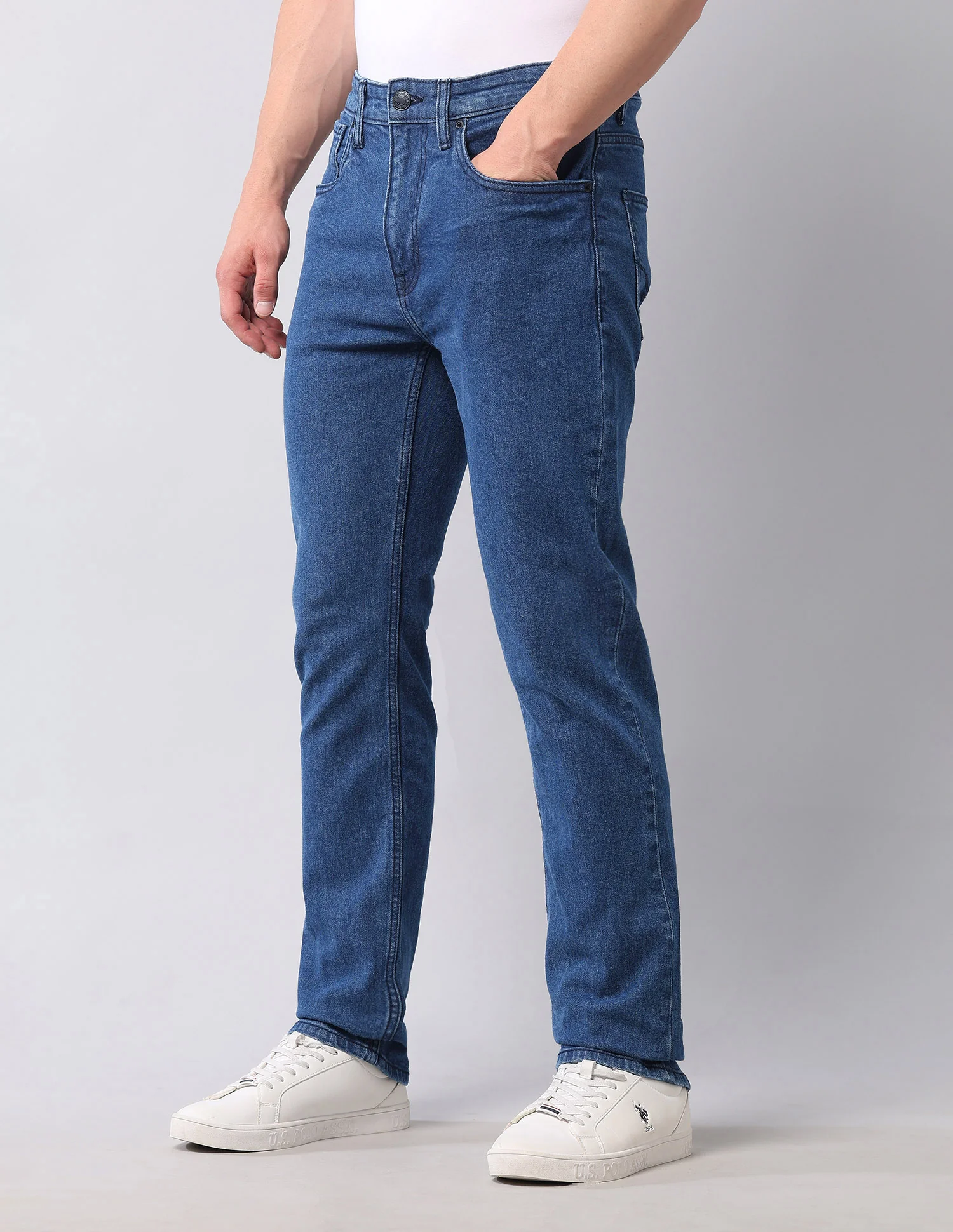 Harold Slim Straight Fit Blue Jeans - Image 4