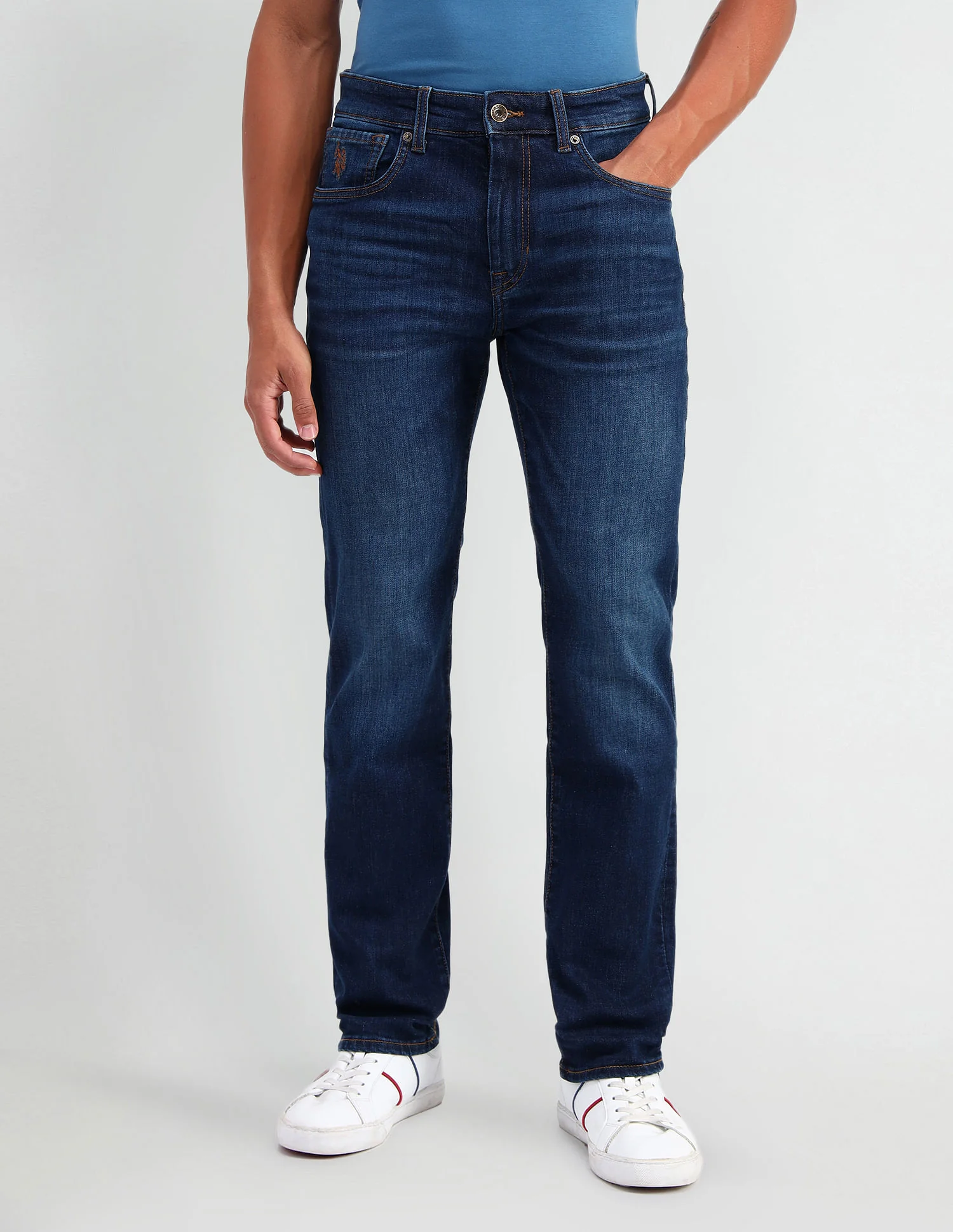 Harold Slim Straight Fit Blue Jeans - Image 7