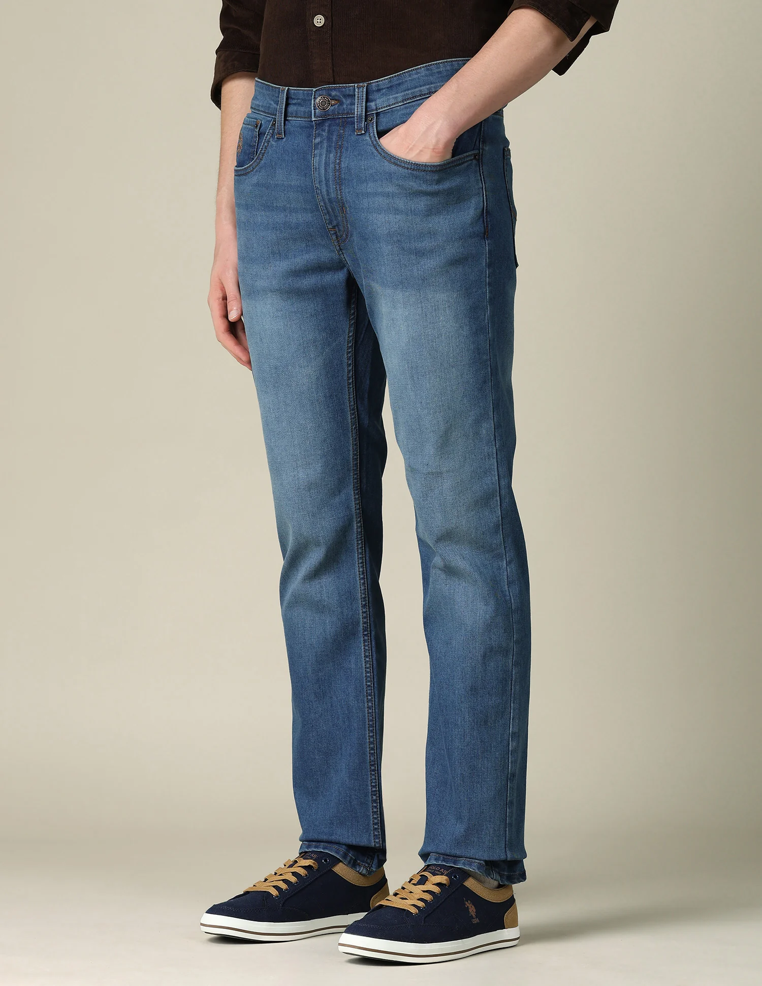 Harold Slim Straight Fit Blue Jeans - Image 4