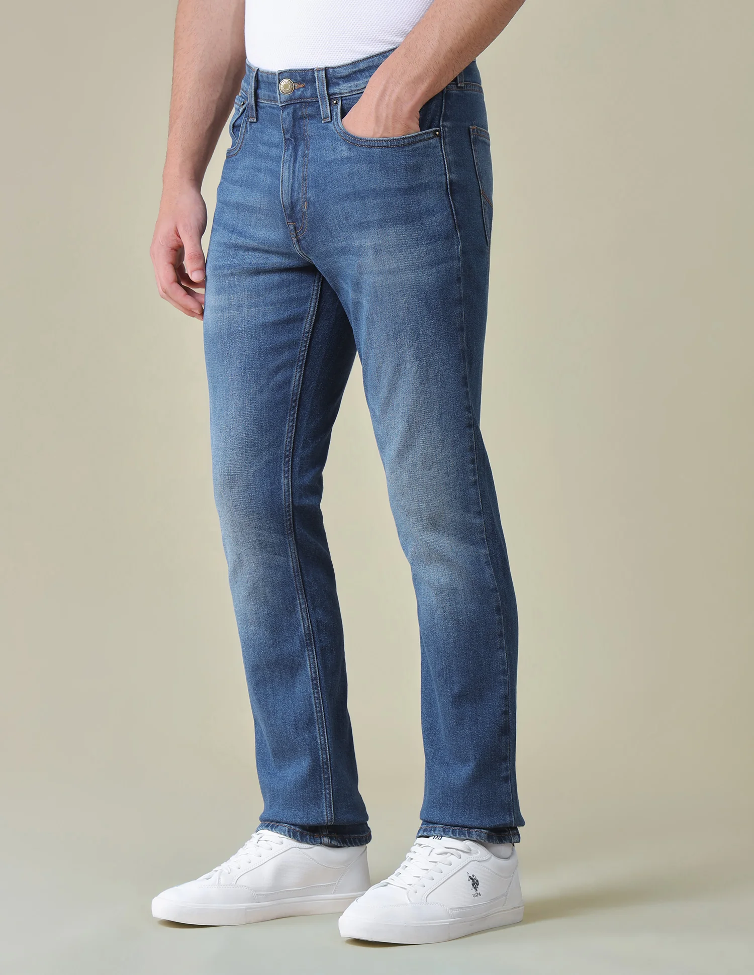 Harold Slim Straight Fit Blue Jeans - Image 4