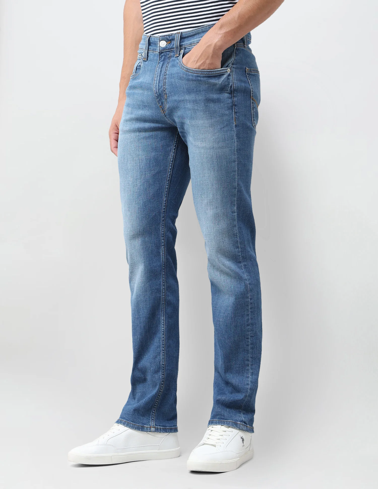Harold Slim Straight Fit Blue Jeans - Image 4