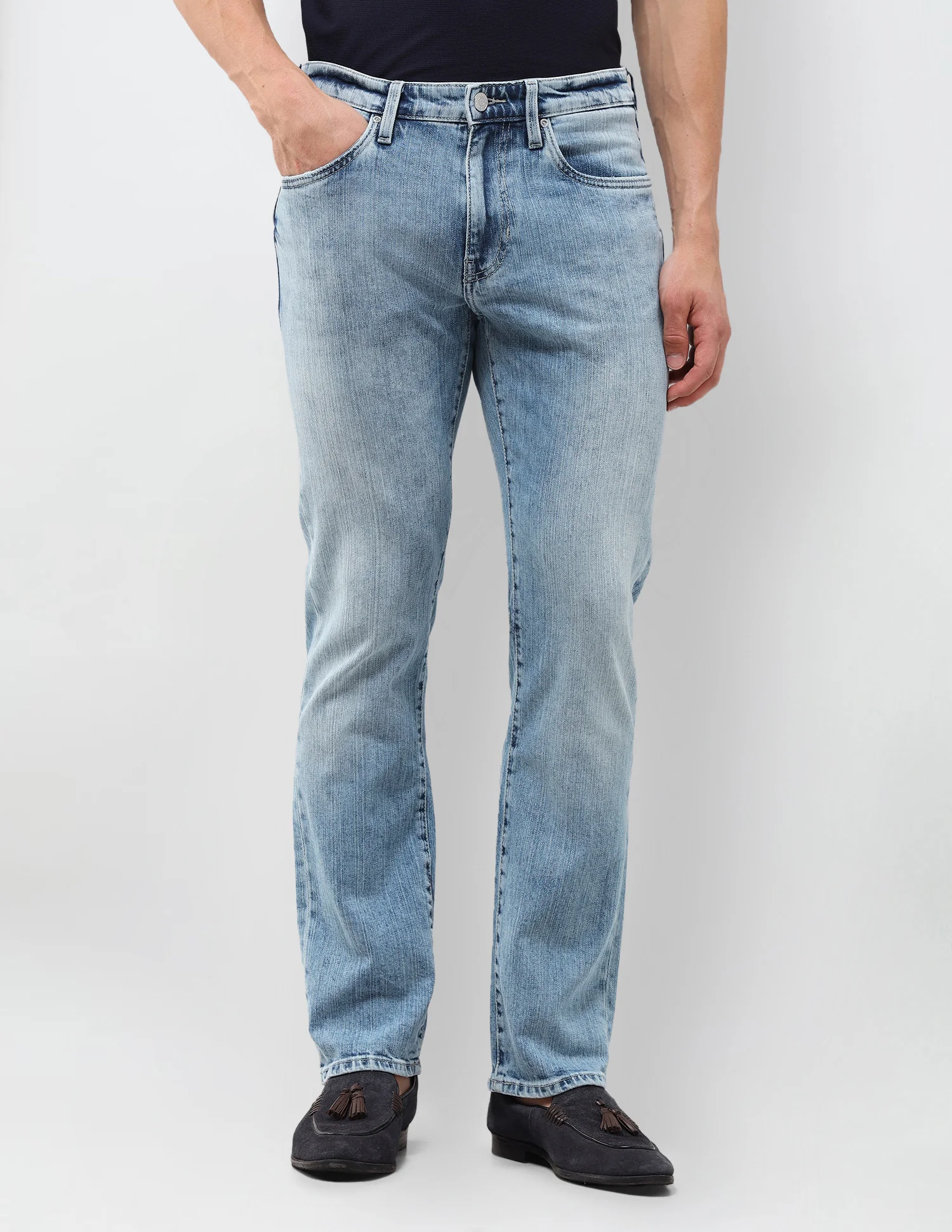 Harold Slim Straight Fit Blue Jeans - Image 6