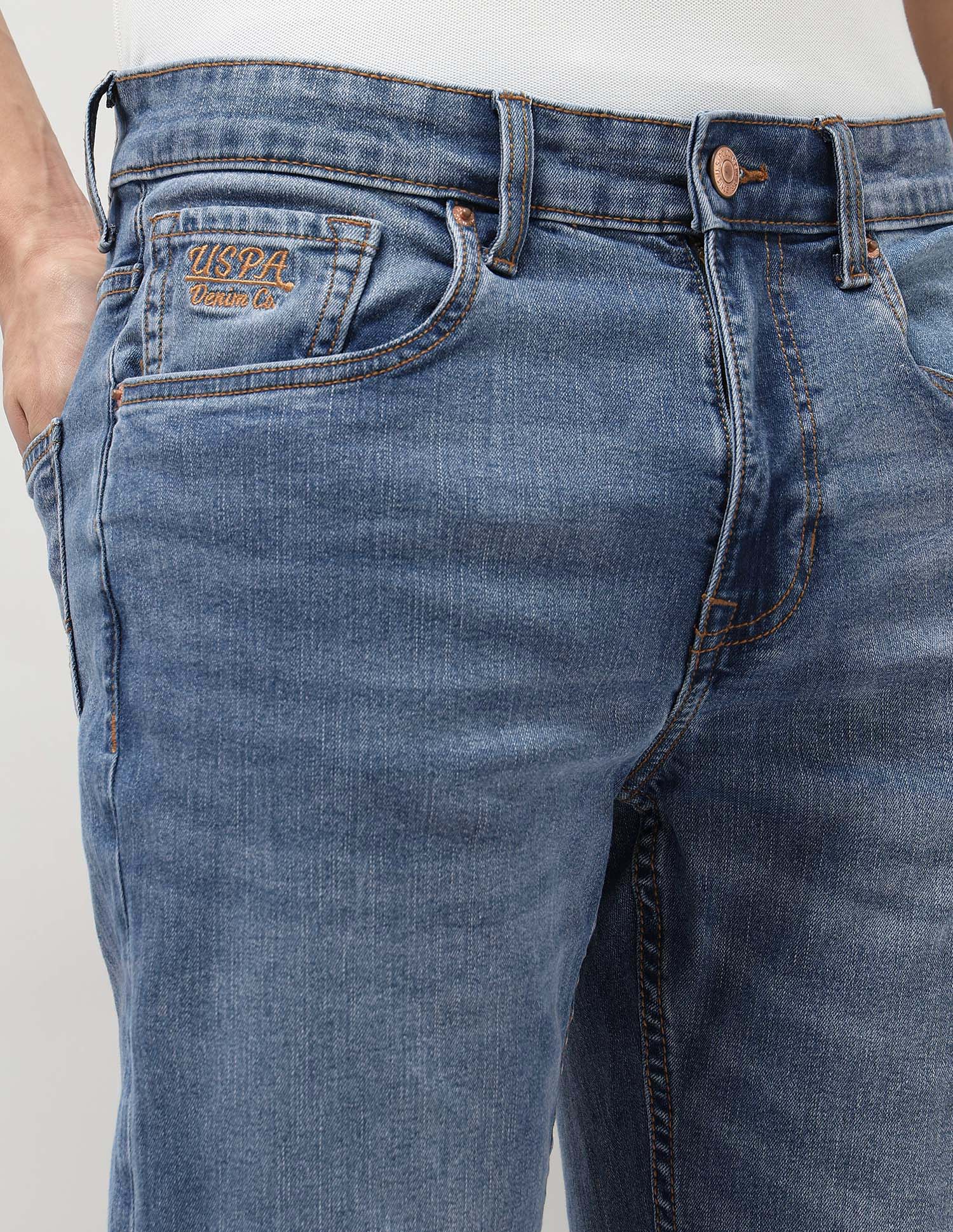 Harold Slim Straight Fit Blue Jeans - Image 7