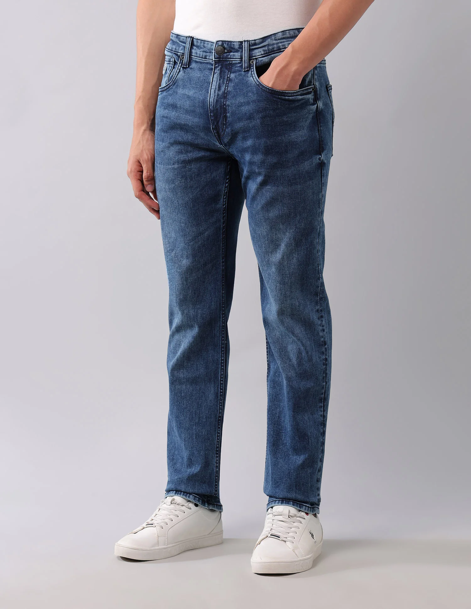 Harold Slim Straight Fit Blue Jeans - Image 4