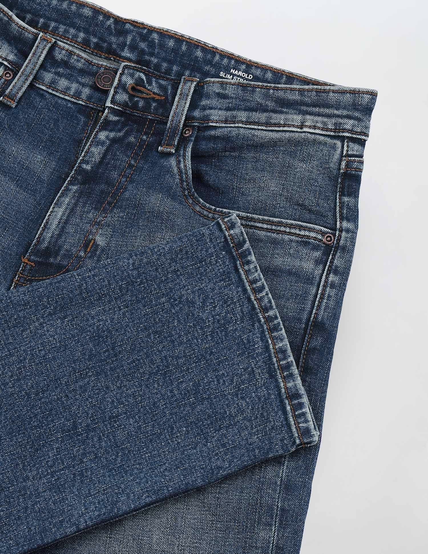 Harold Slim Straight Fit Blue Jeans - Image 2