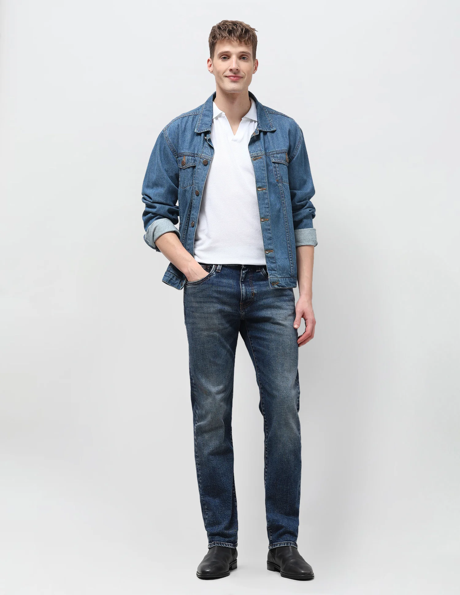 Harold Slim Straight Fit Blue Jeans - Image 3