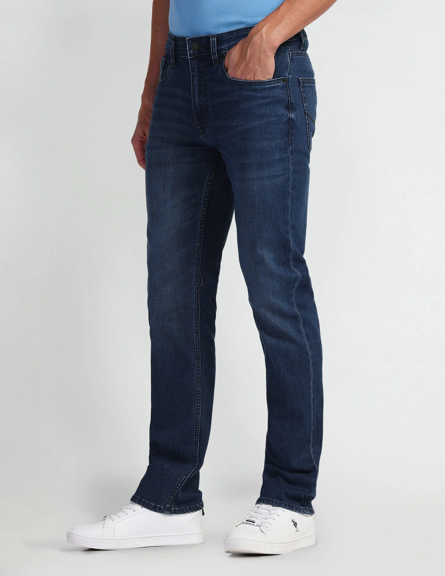 Harold Slim Straight Fit Blue Jeans - Image 4