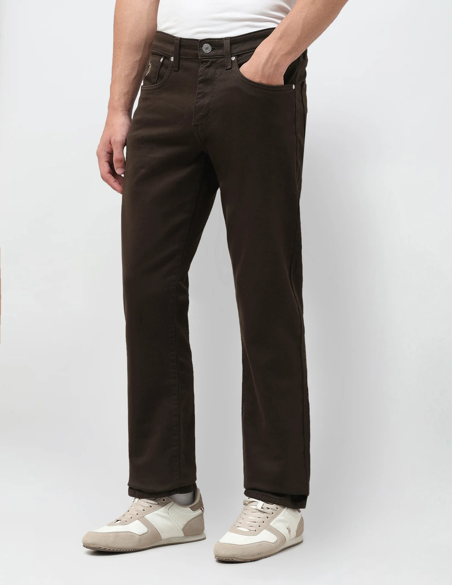 Harold Slim Straight Fit Brown Jeans - Image 4