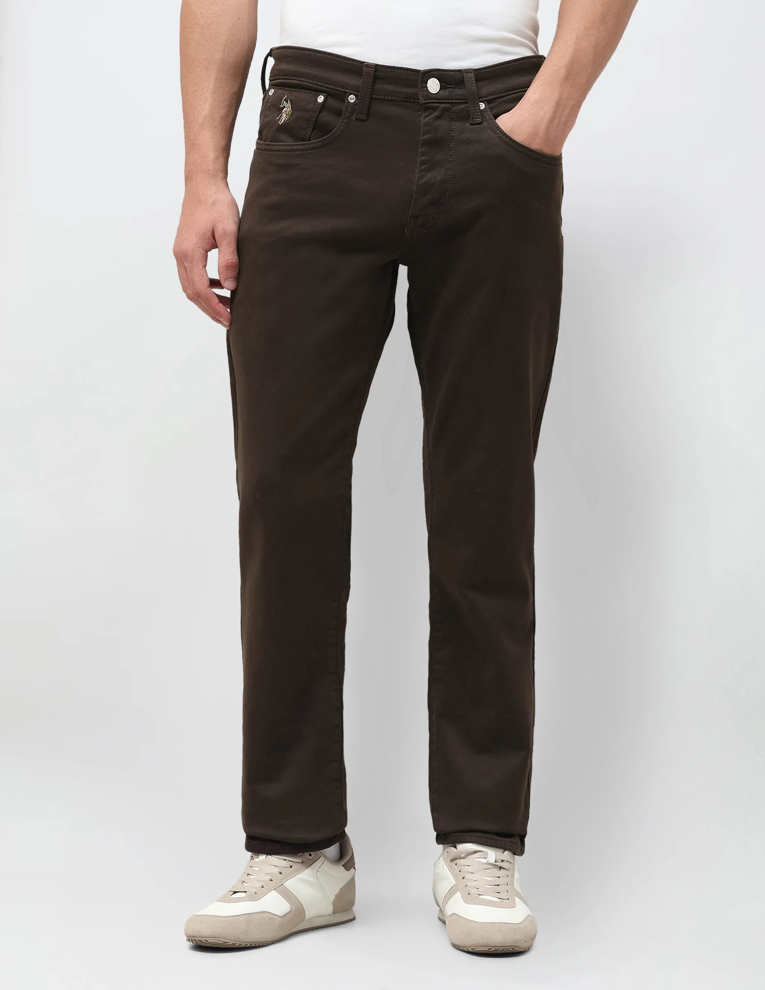 Harold Slim Straight Fit Brown Jeans - Image 6