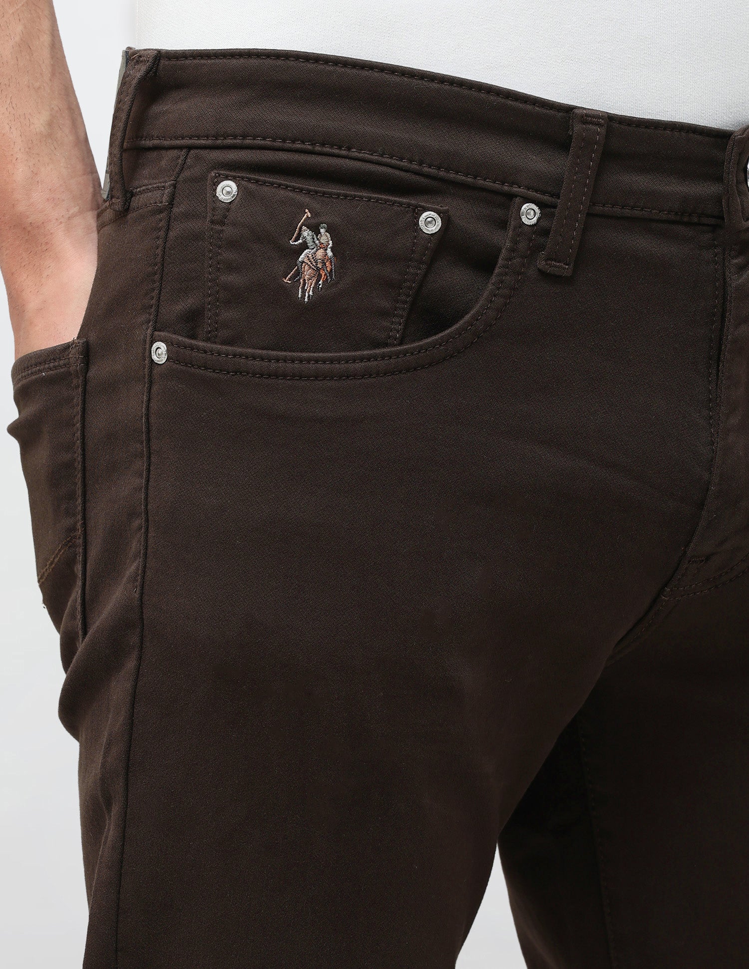 Harold Slim Straight Fit Brown Jeans - Image 7