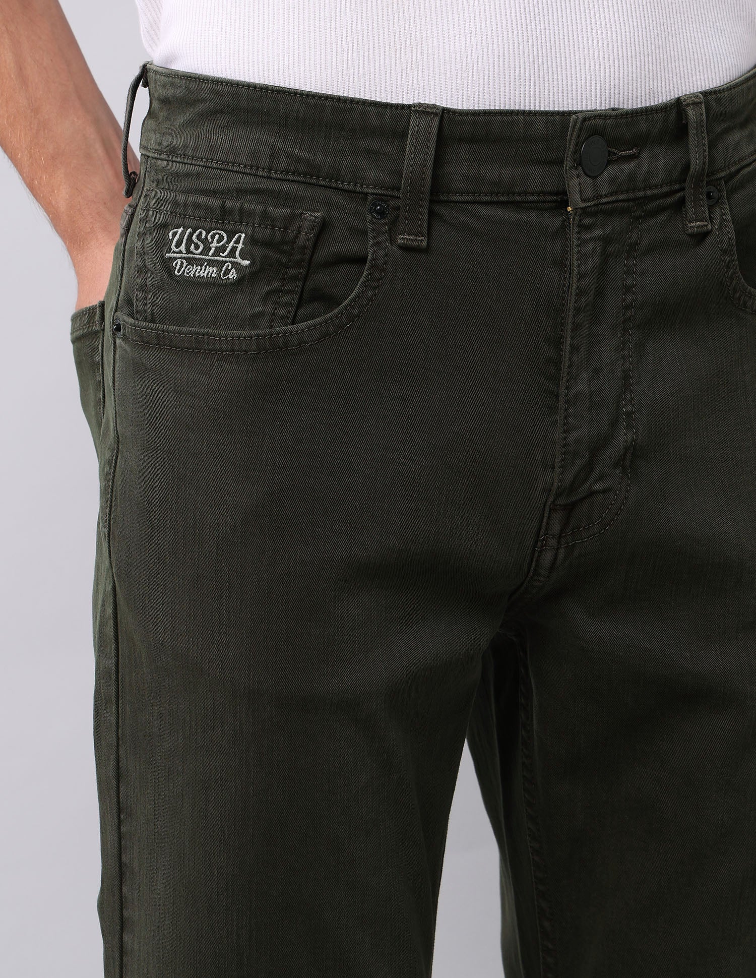 Harold Slim Straight Fit Green Jeans - Image 7