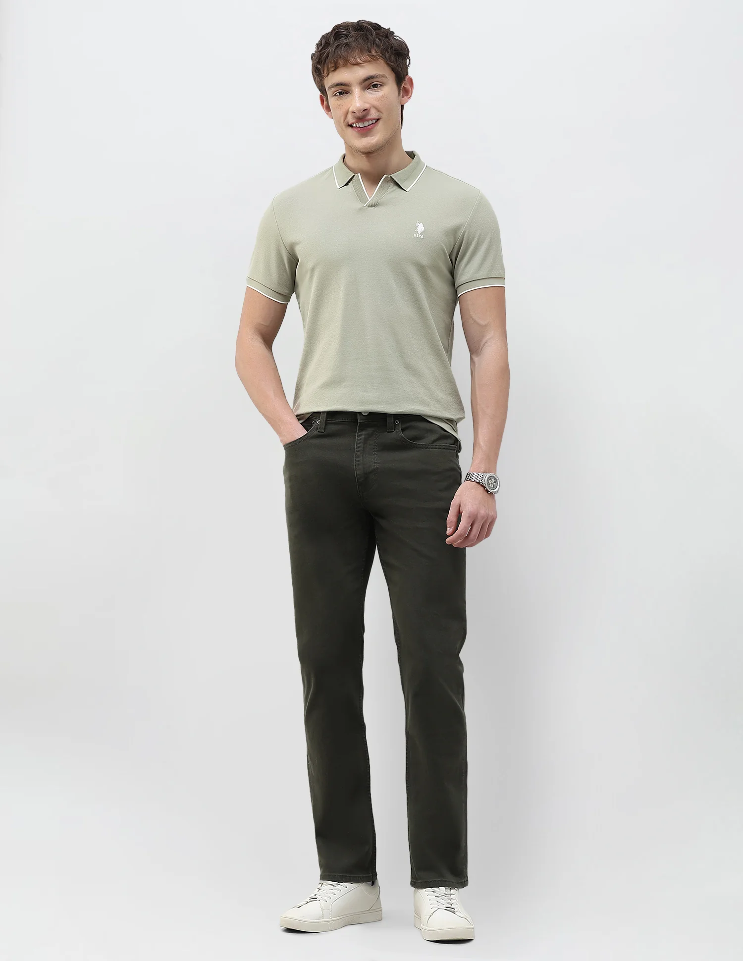 Harold Slim Straight Fit Green Jeans - Image 3