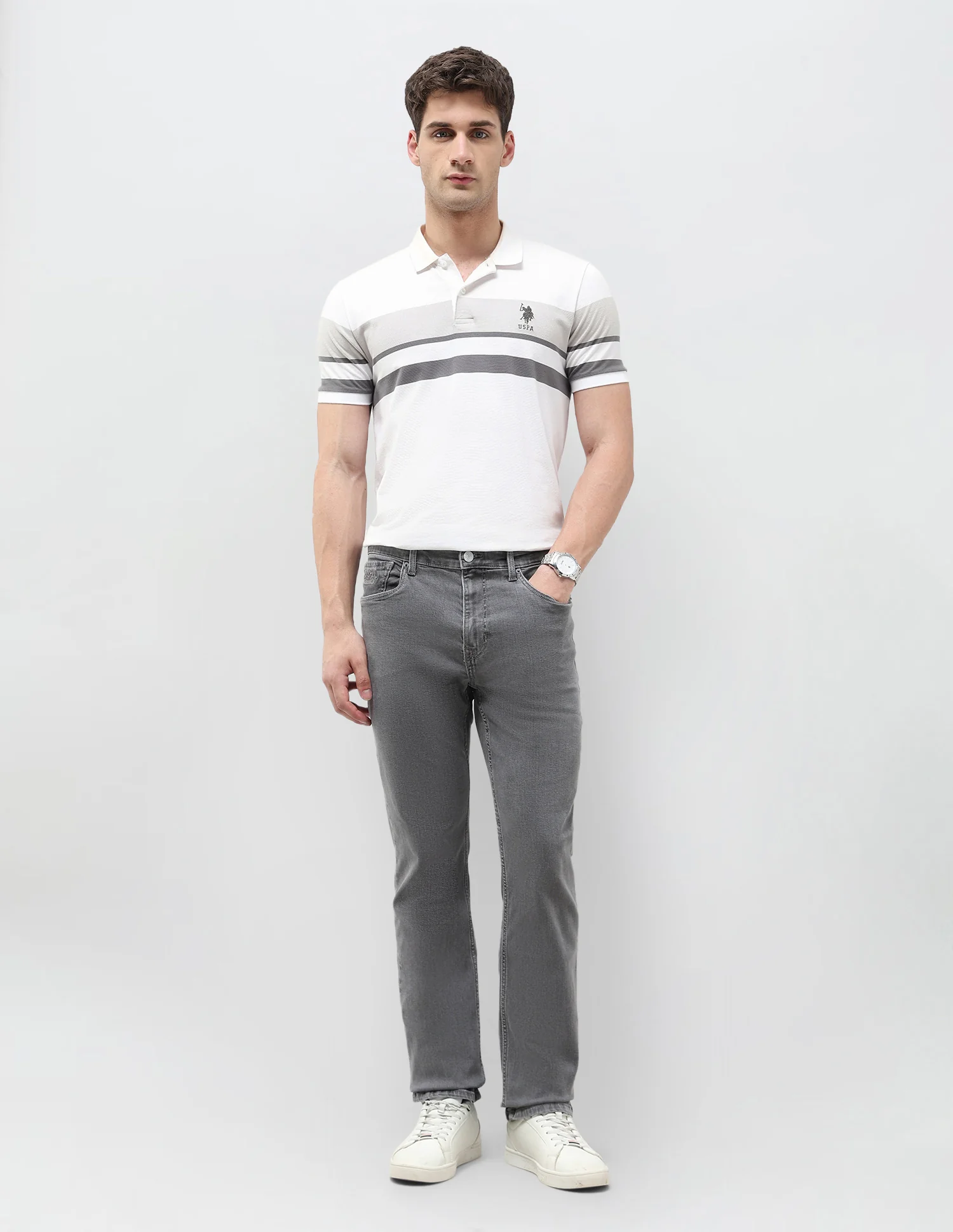 Harold Slim Straight Fit Grey Jeans - Image 3