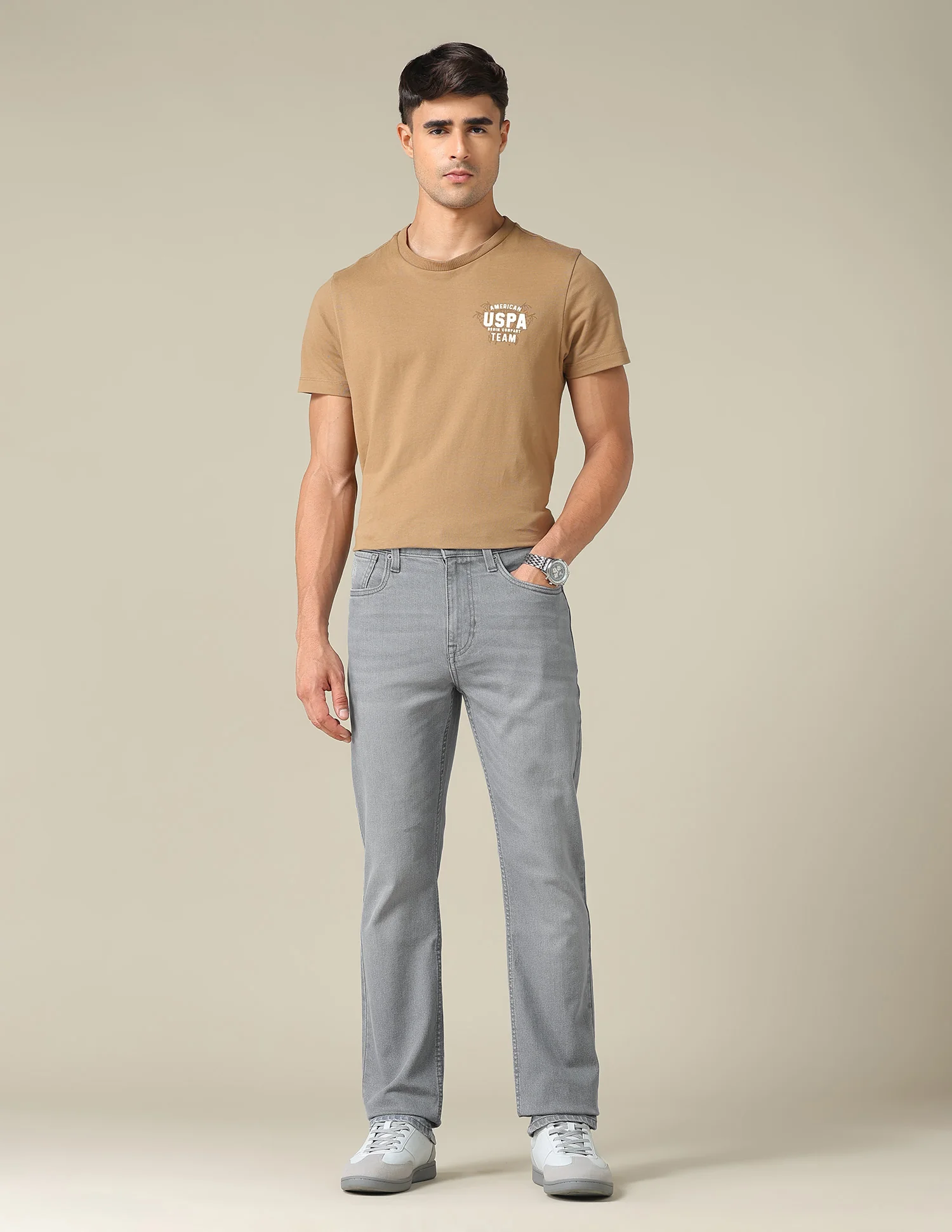 Harold Slim Straight Fit Grey Jeans - Image 3