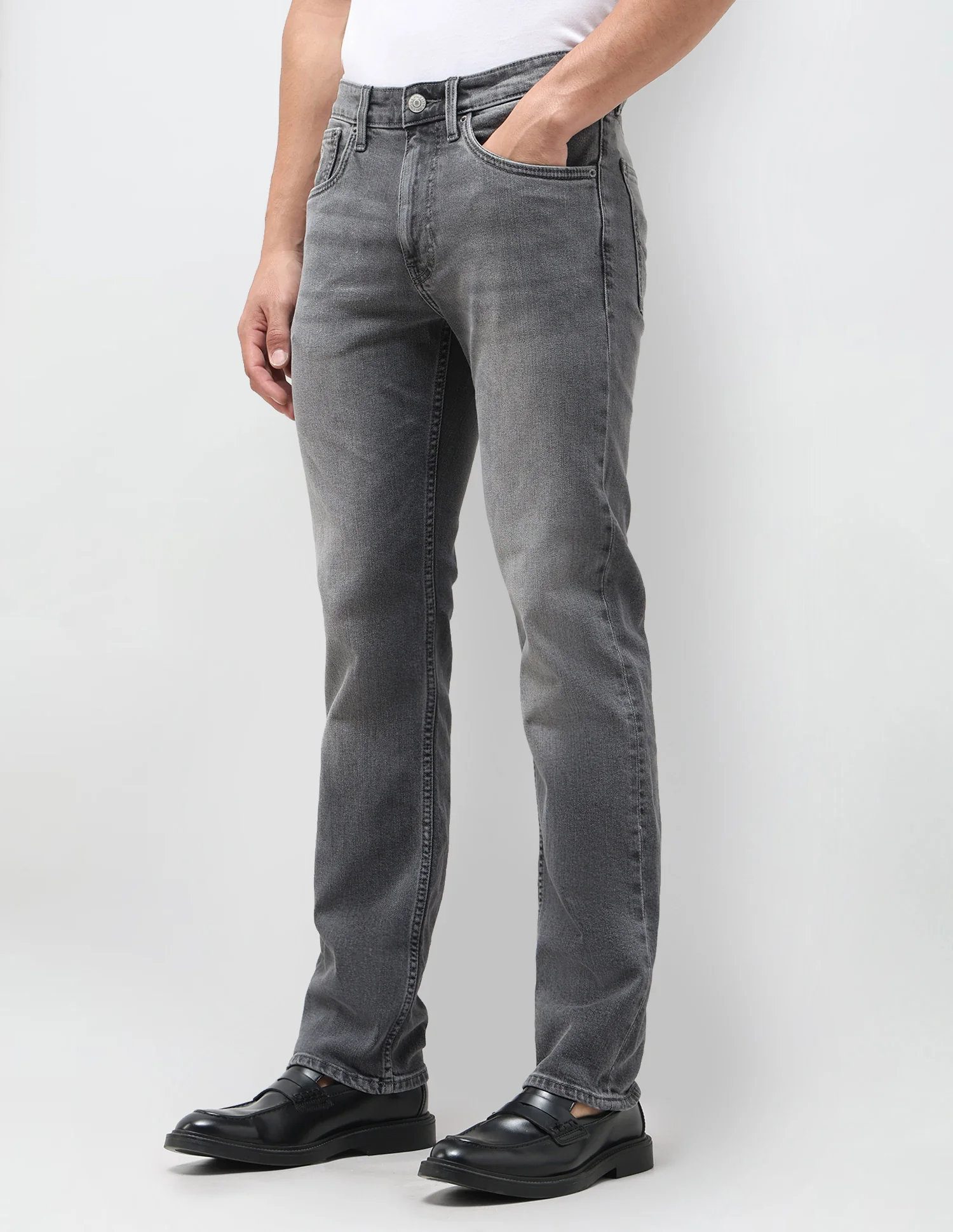 Harold Slim Straight Fit Grey Jeans - Image 4