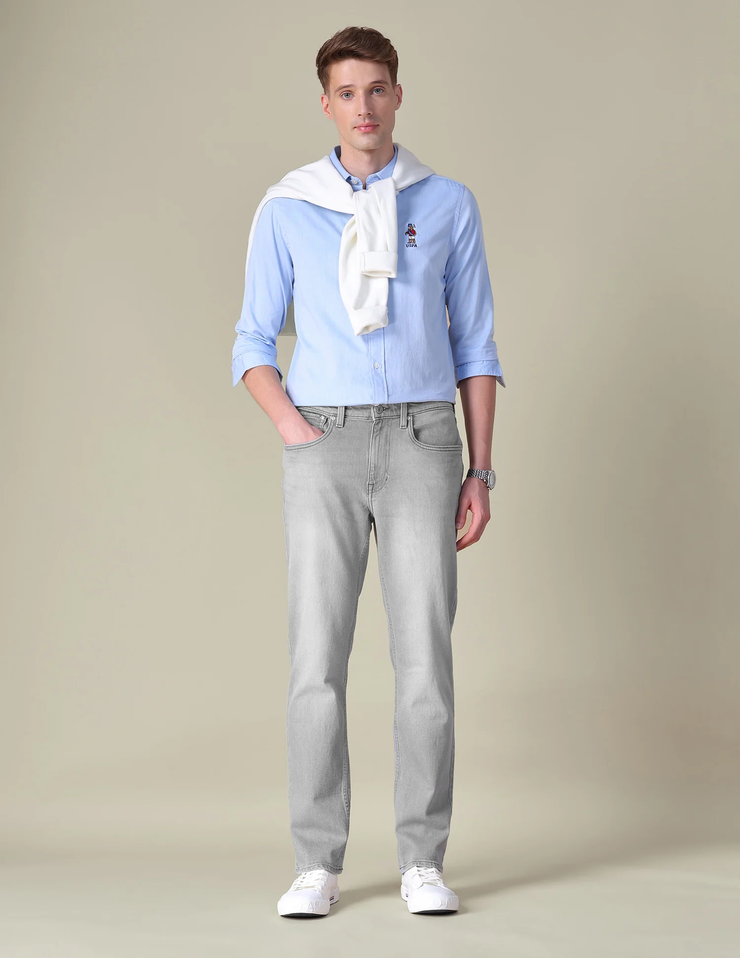 Harold Slim Straight Fit Grey Jeans - Image 3