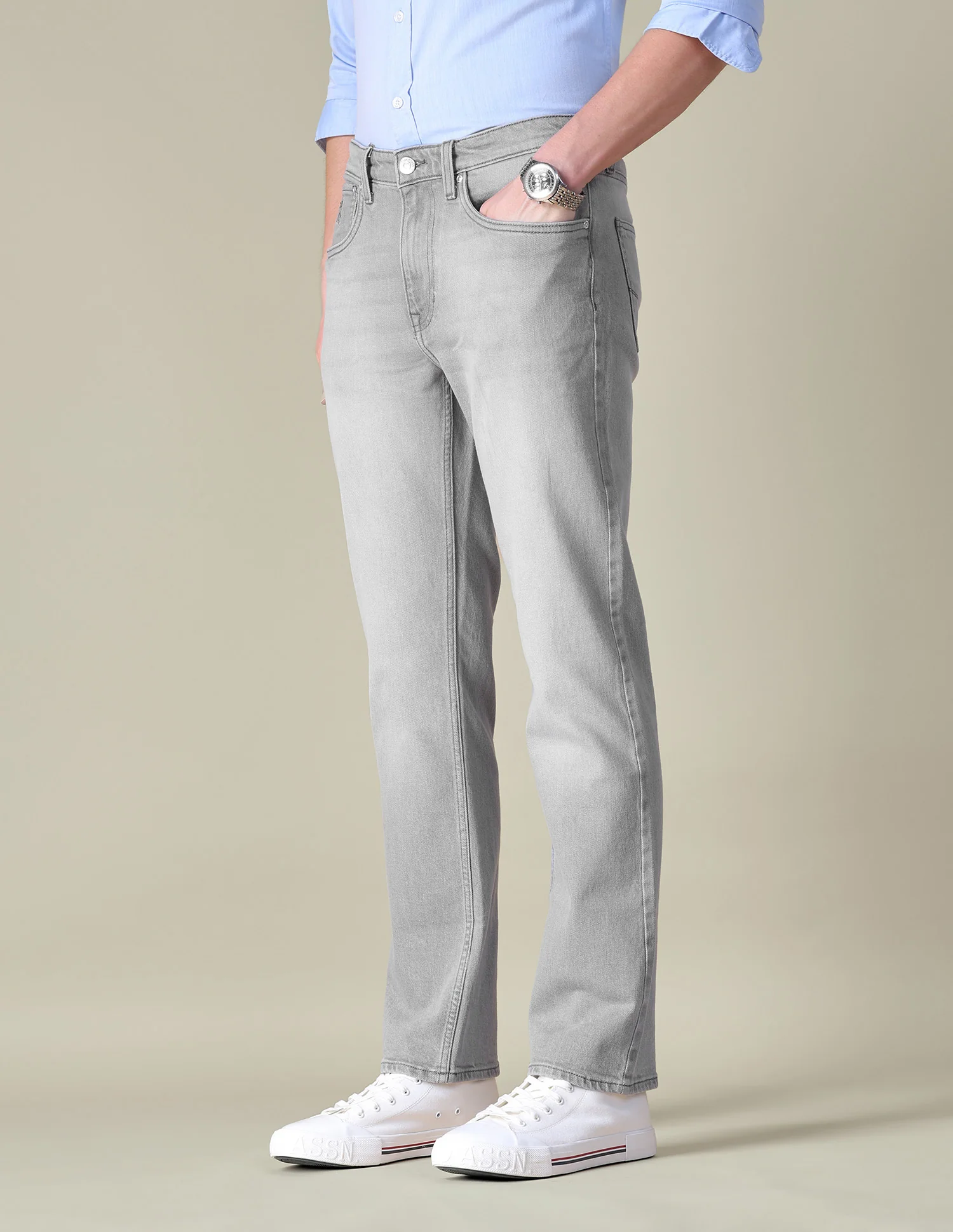 Harold Slim Straight Fit Grey Jeans - Image 4