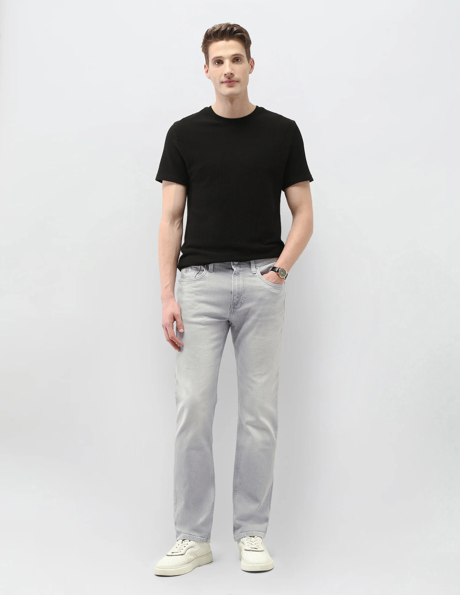 Harold Slim Straight Fit Light Washed Jeans - Image 3