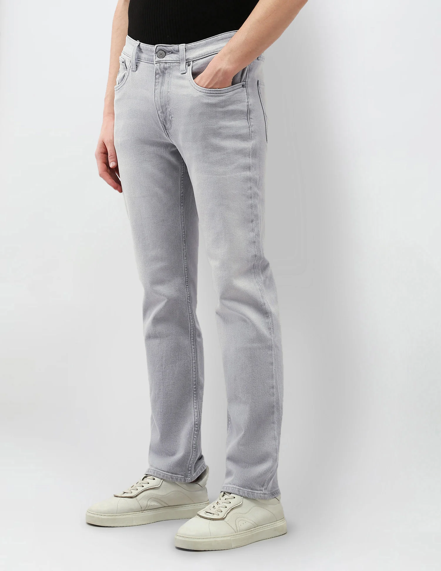Harold Slim Straight Fit Light Washed Jeans - Image 4