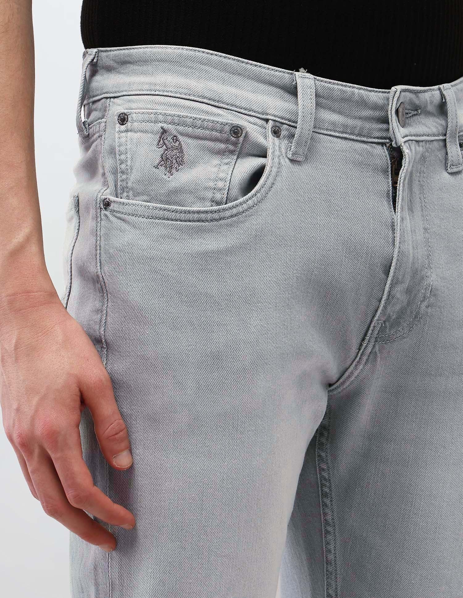 Harold Slim Straight Fit Light Washed Jeans - Image 7