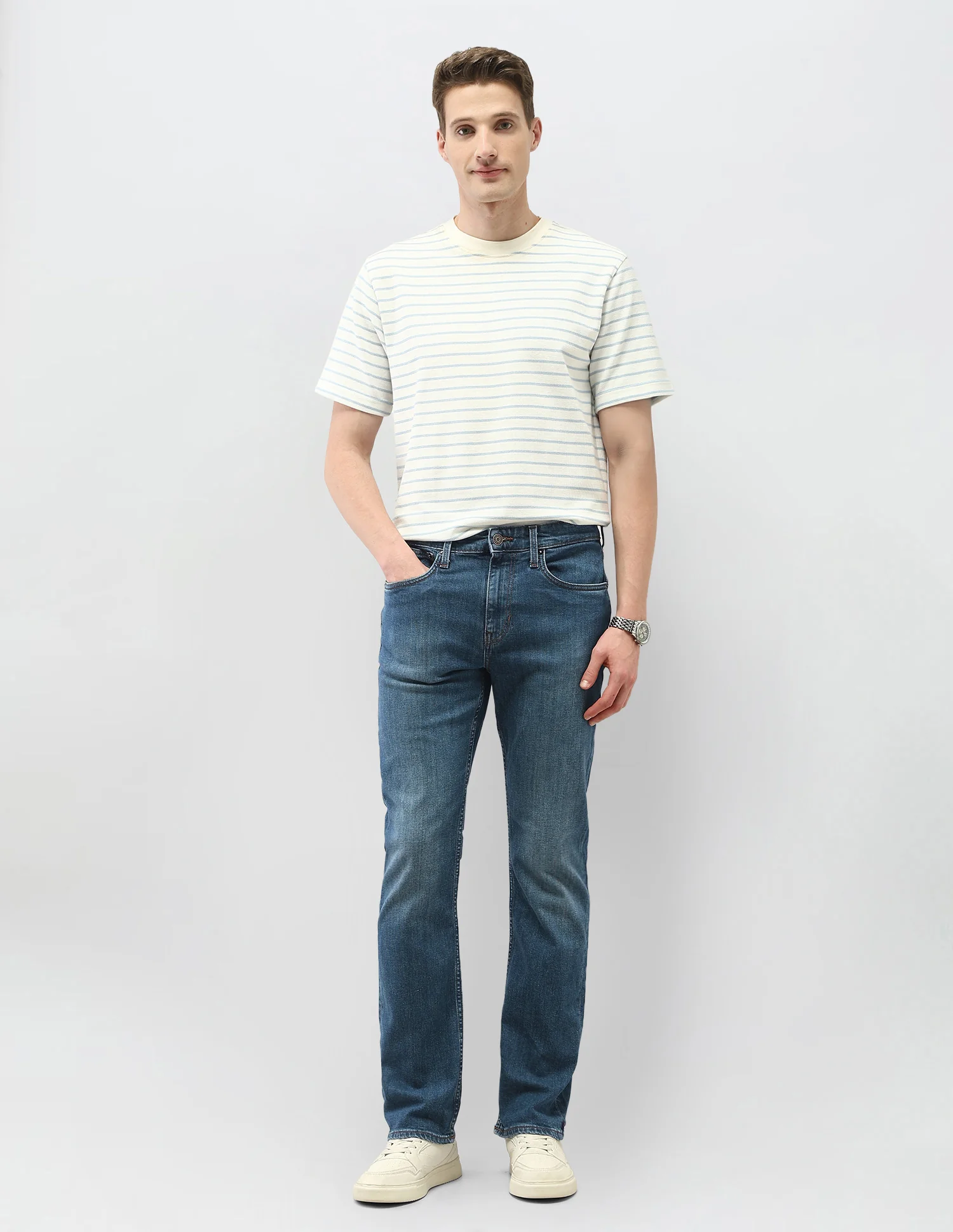 Harold Slim Straight Fit Stone Washed Jeans - Image 3