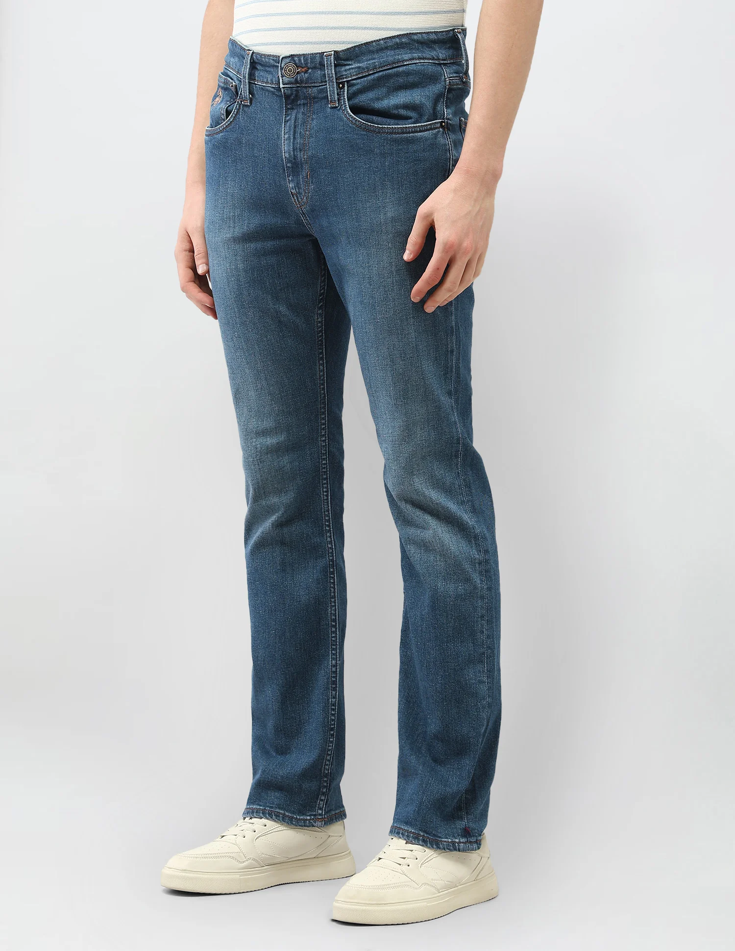 Harold Slim Straight Fit Stone Washed Jeans - Image 4