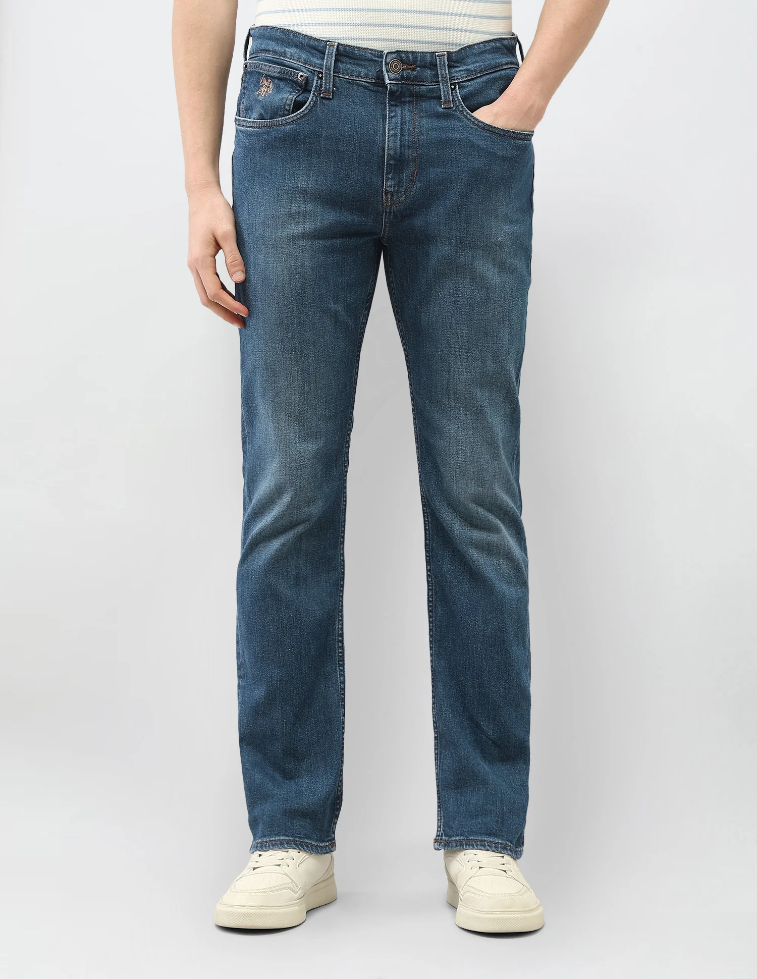 Harold Slim Straight Fit Stone Washed Jeans - Image 6