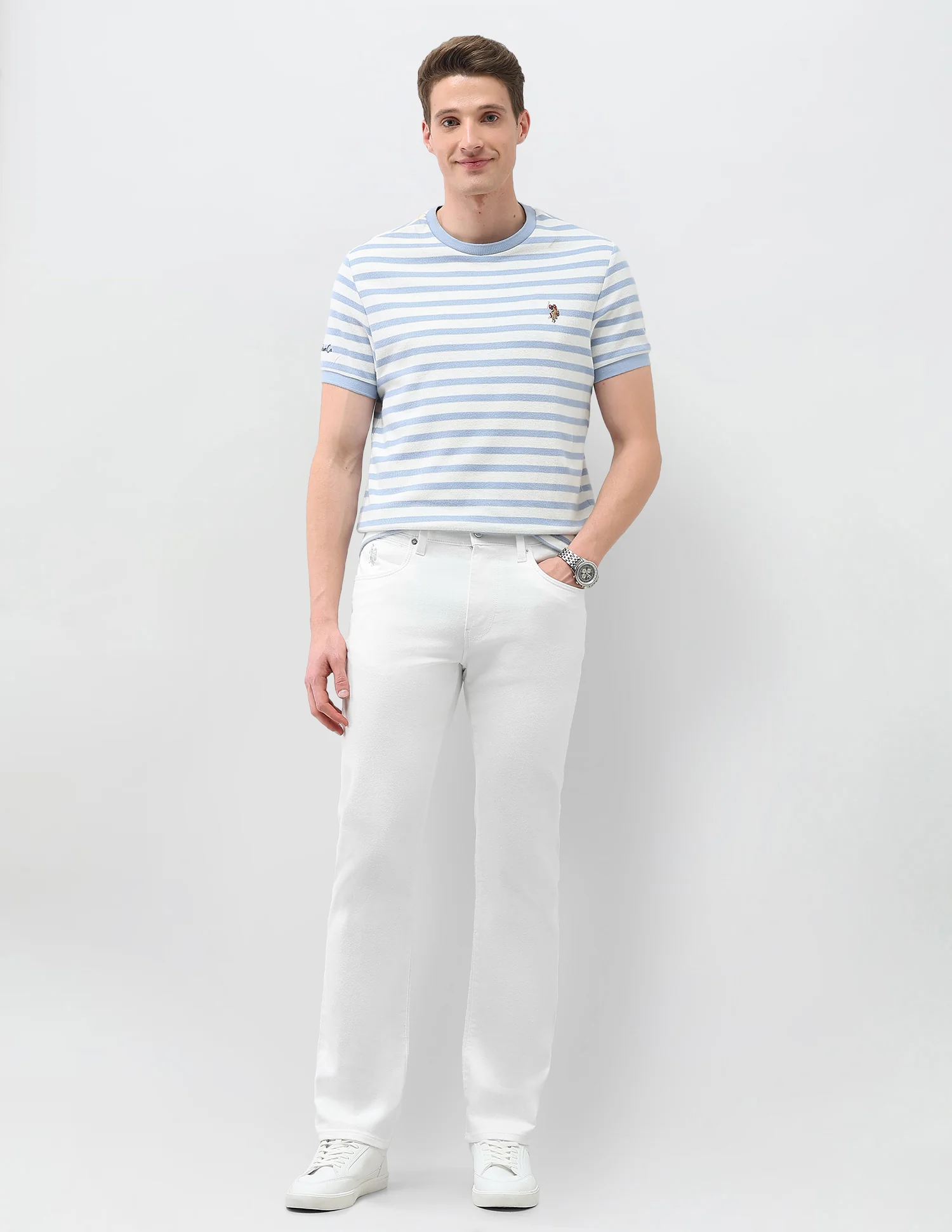 Harold Slim Straight Fit White Jeans - Image 3