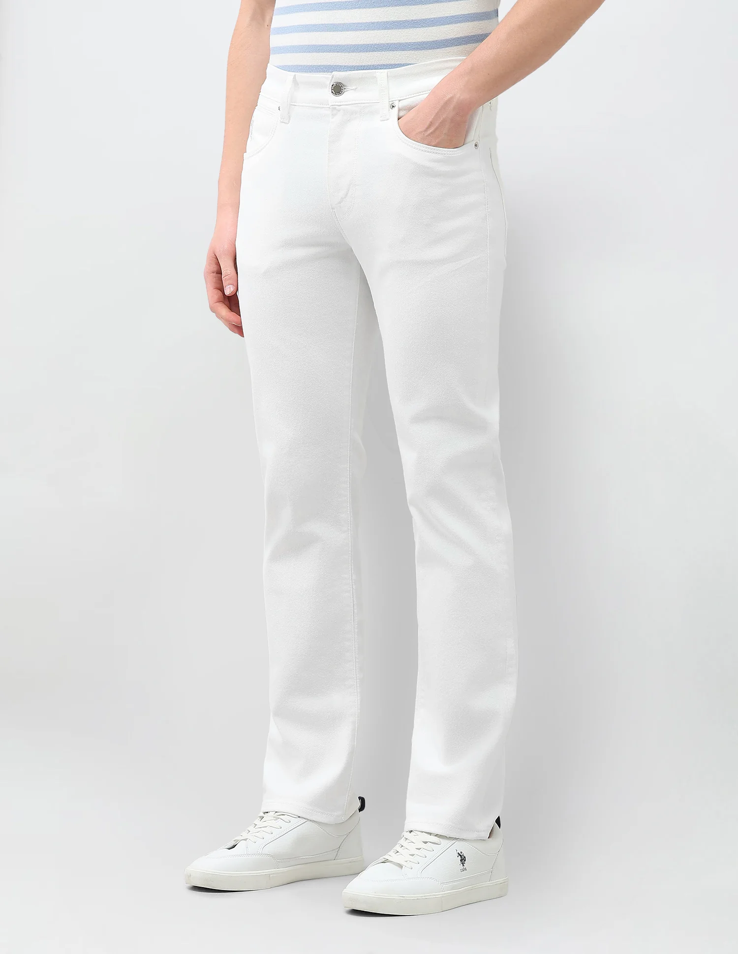 Harold Slim Straight Fit White Jeans - Image 4