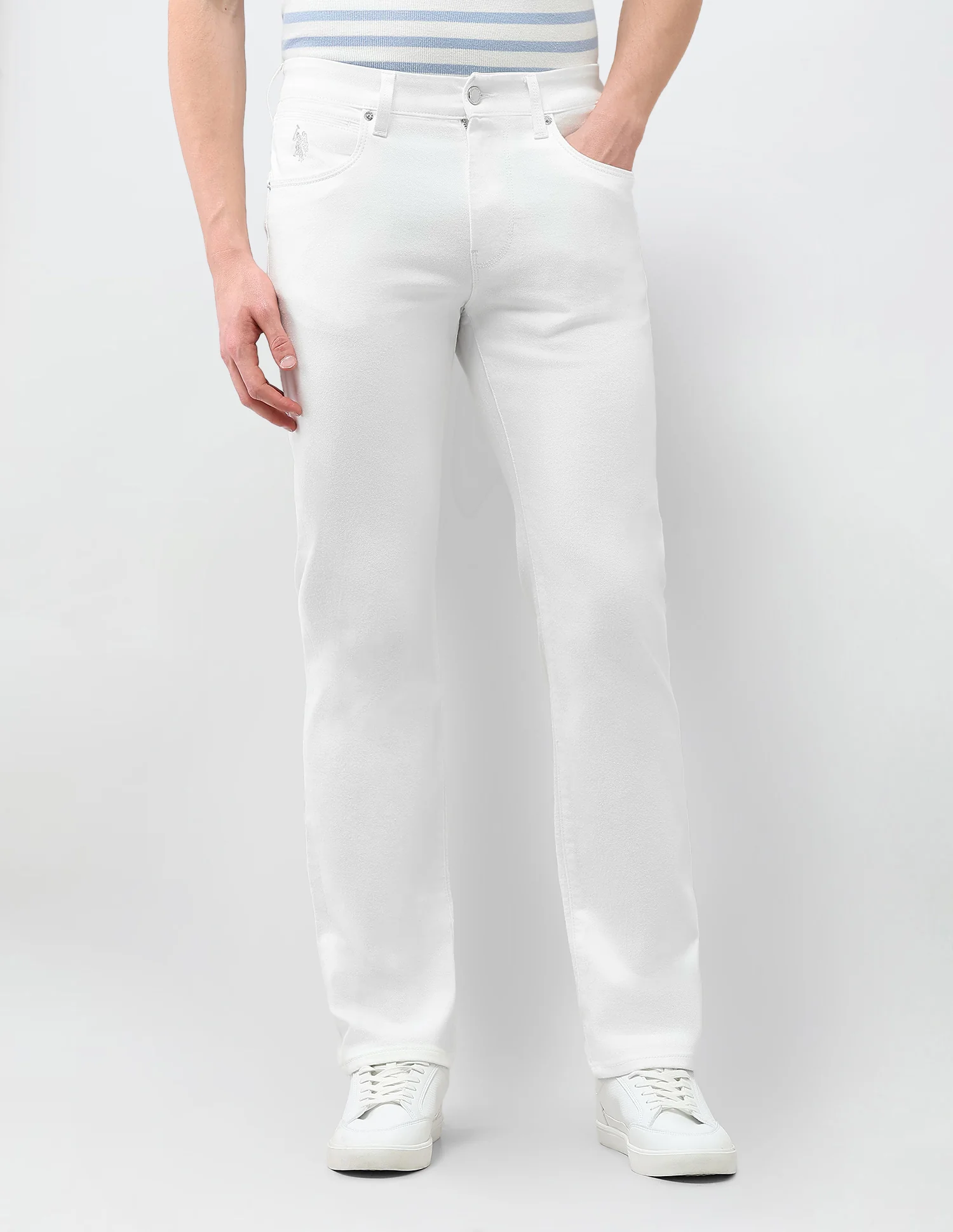 Harold Slim Straight Fit White Jeans - Image 6