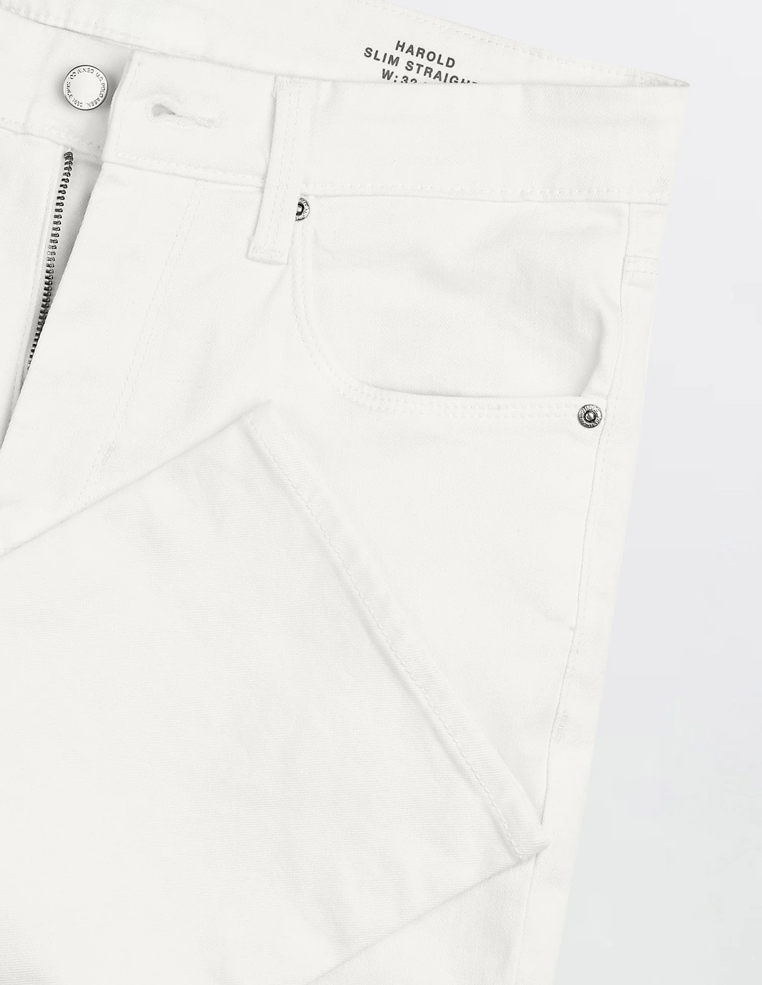 Harold Slim Straight Fit White Jeans - Image 2