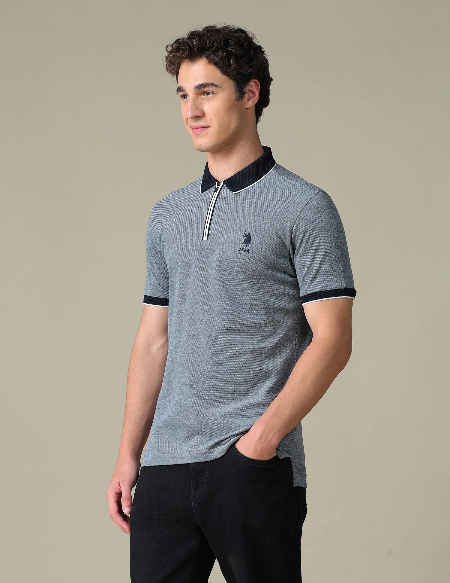 Heathered Regular Fit Polo Shirt - Image 4