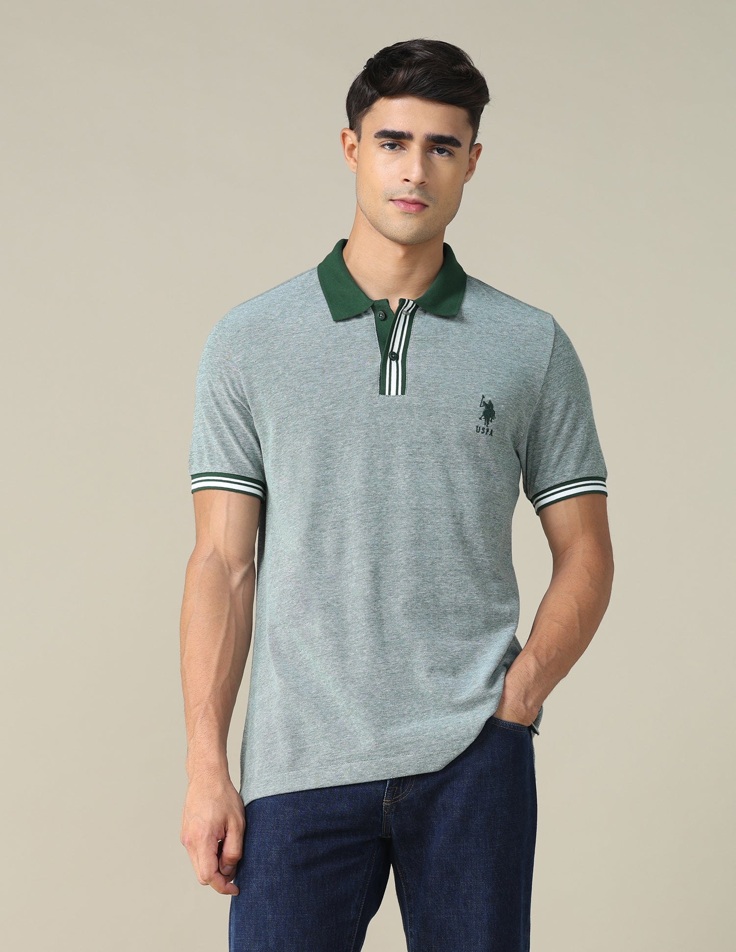 Heathered Regular Fit Polo Shirt - Image 6
